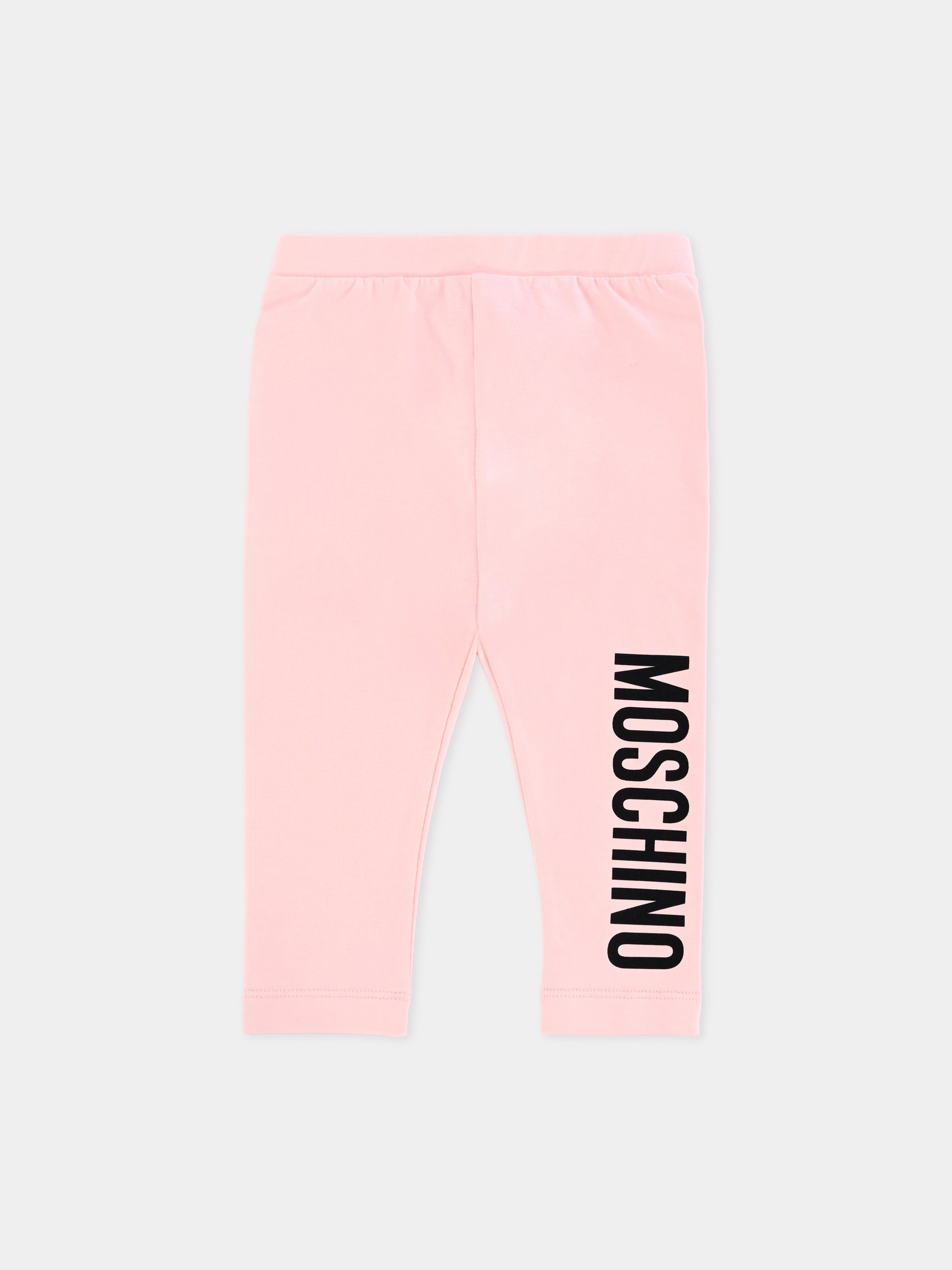 Leggings rosa per neonata con logo,Moschino Kids,MDP03H LBA11 50209