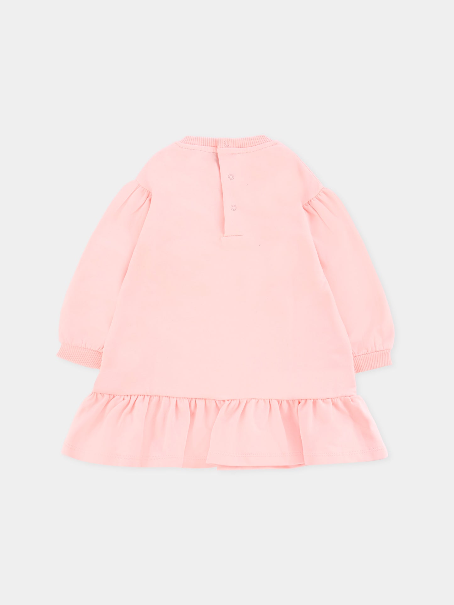 Vestito rosa per neonata con Teddy Bear e paillettes,Moschino Kids,MDV0CW LDA16 50209