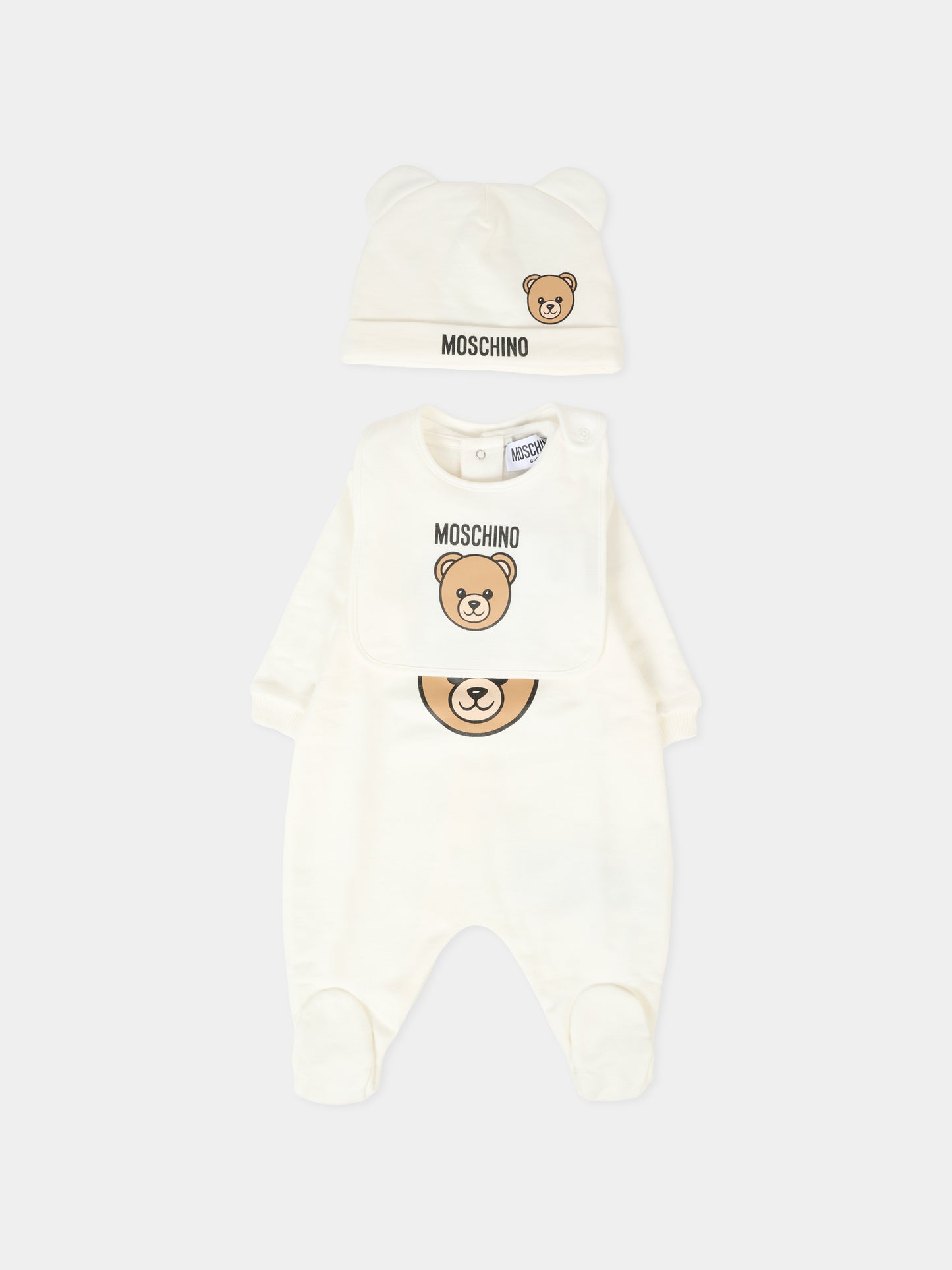 Set tutine avorio per neonati con Teddy Bear,Moschino Kids,MMY08B LCA40 10063