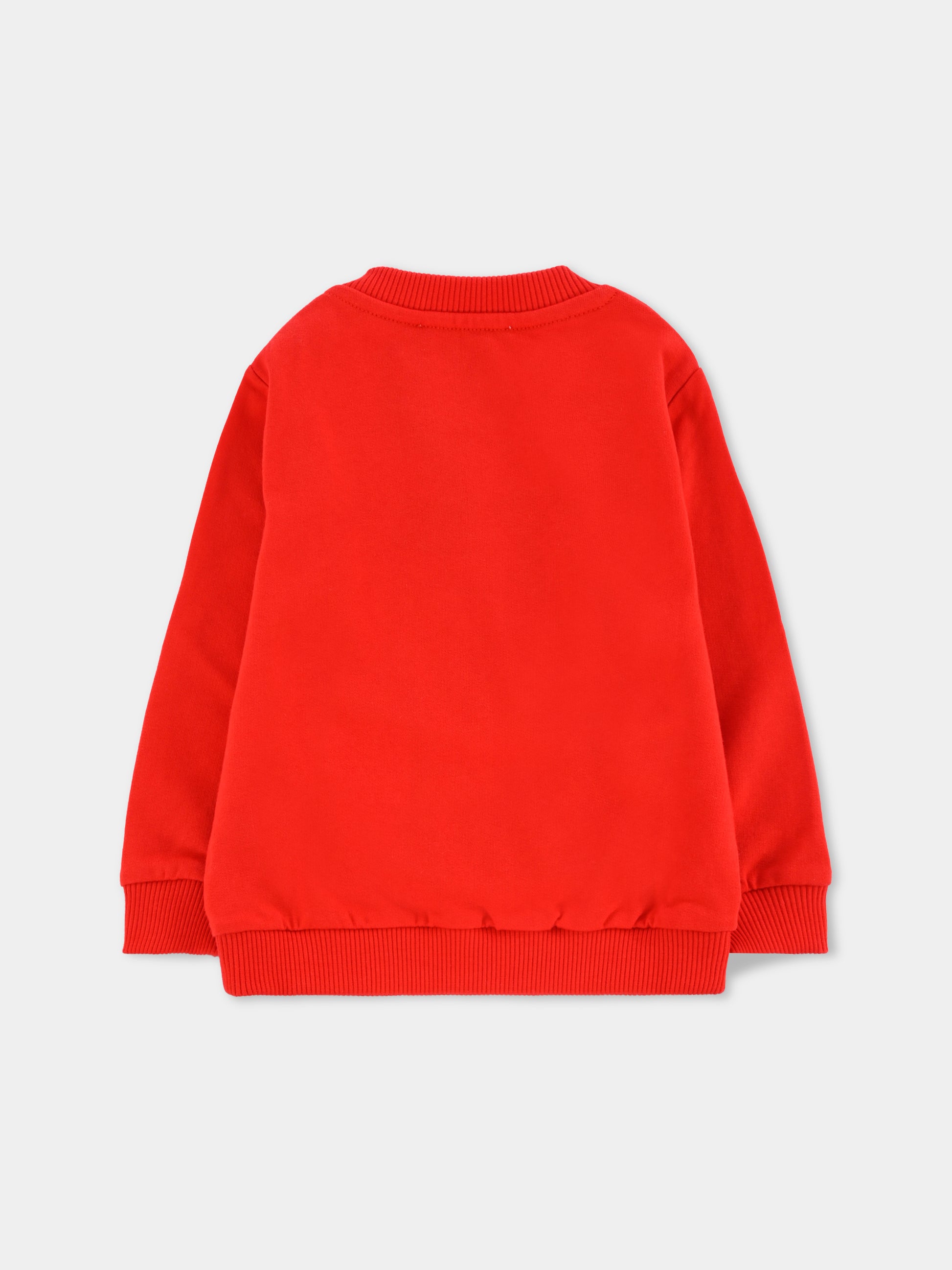 Felpa rossa per neonati con logo e Teddy Bear,Moschino Kids,MNF060 LCA40 50109