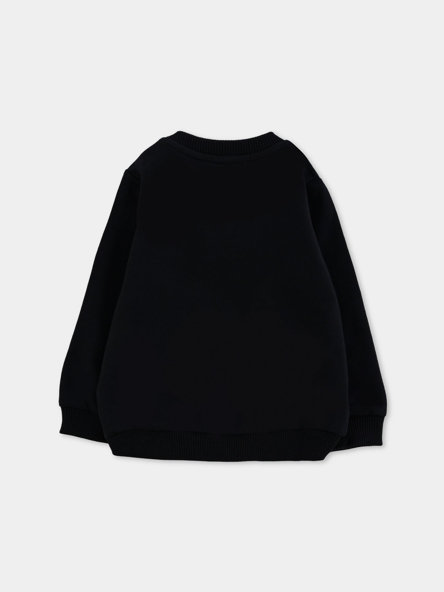 Felpa nera per neonati con logo e Teddy Bear,Moschino Kids,MNF060 LCA40 60100