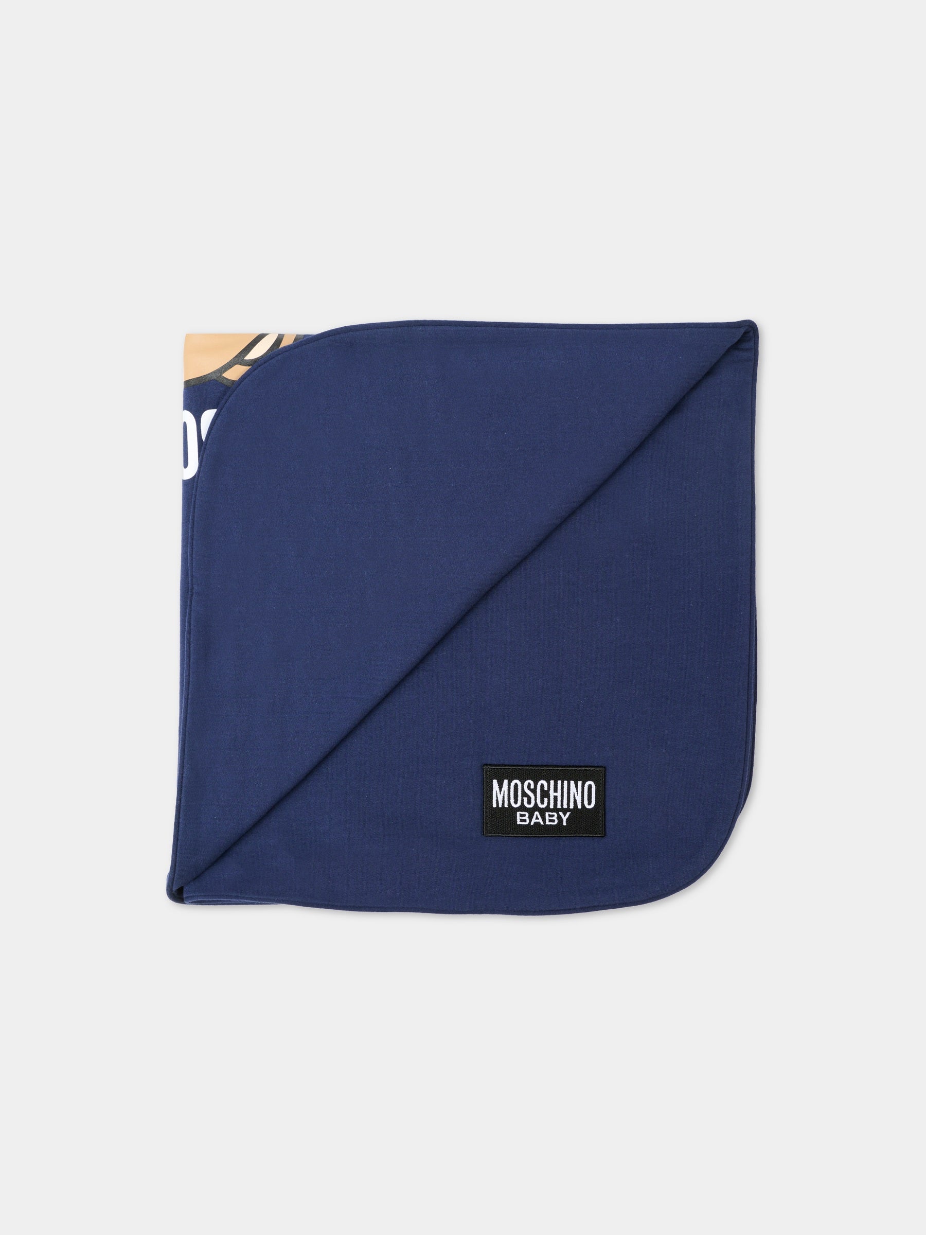 Coperta blu per neonato con Teddy Bear,Moschino Kids,MQB00F LCA40 40016