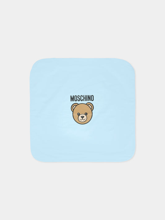 Coperta celeste per neonato con Teddy Bear,Moschino Kids,MQB00F LCA40 40304