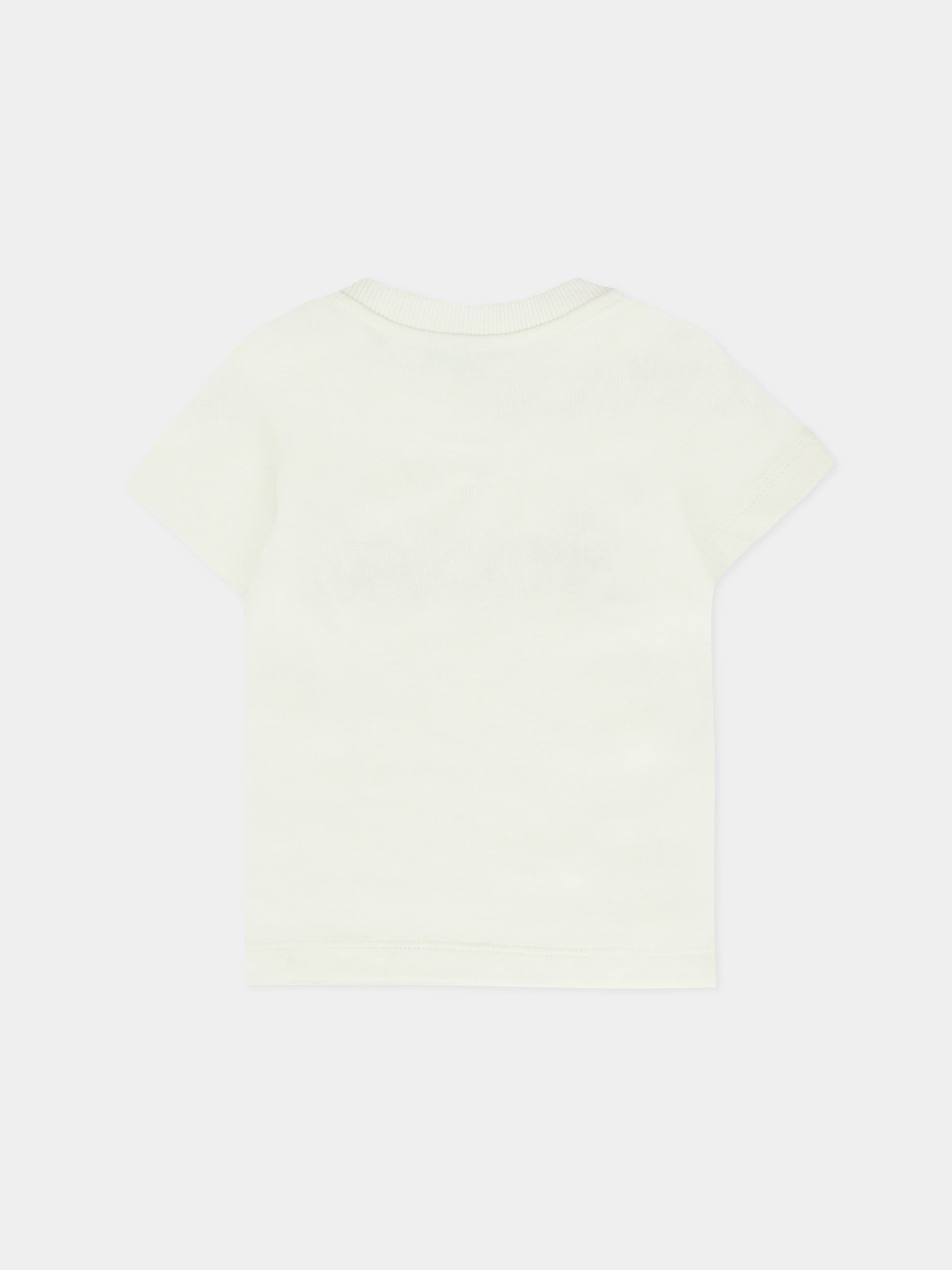 T-shirt avorio per neonati con Teddy Bear e logo,Moschino Kids,MRM047 LAA34 10063