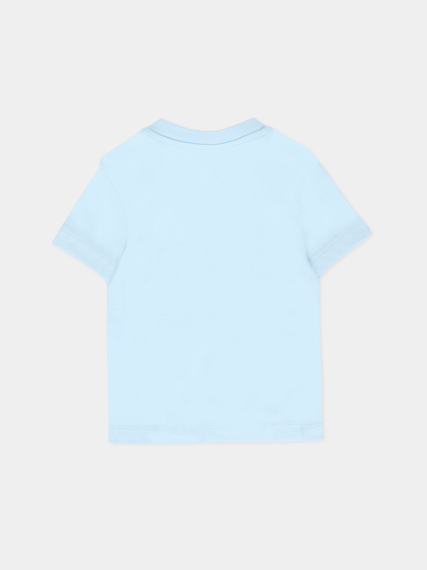 T-shirt celeste per neonato con Teddy Bear e logo,Moschino Kids,MRM047 LAA34 40304