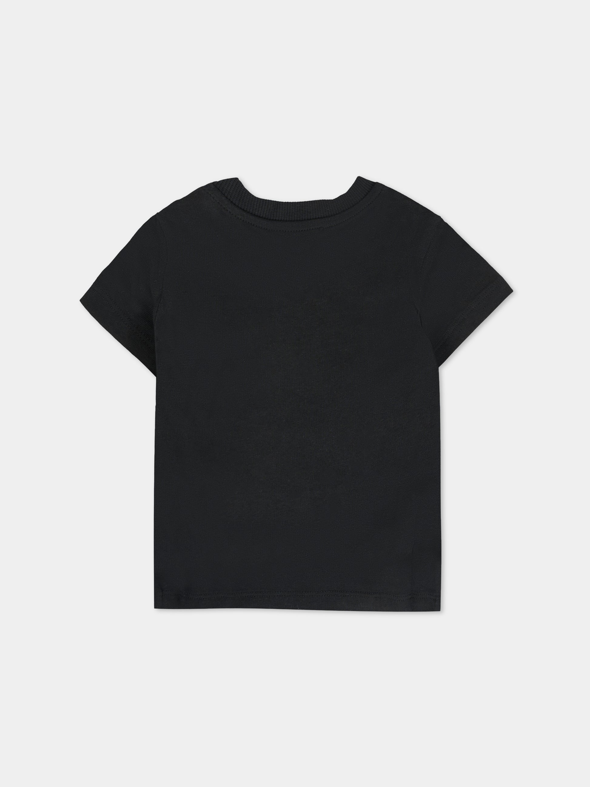 T-shirt nera per neonati con Teddy Bear e logo,Moschino Kids,MRM047 LAA34 60100