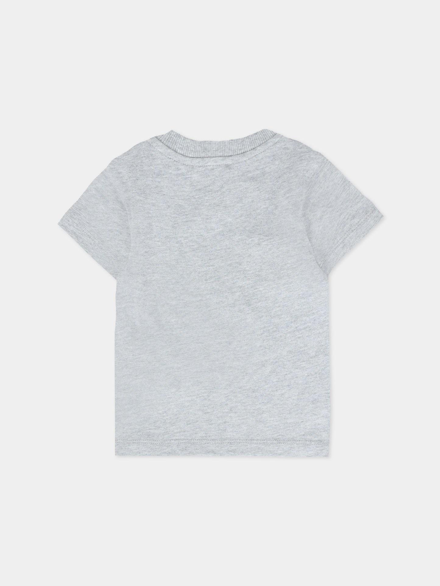 T-shirt grigia per neonati con Teddy Bear e logo,Moschino Kids,MRM047 LAA34 60901