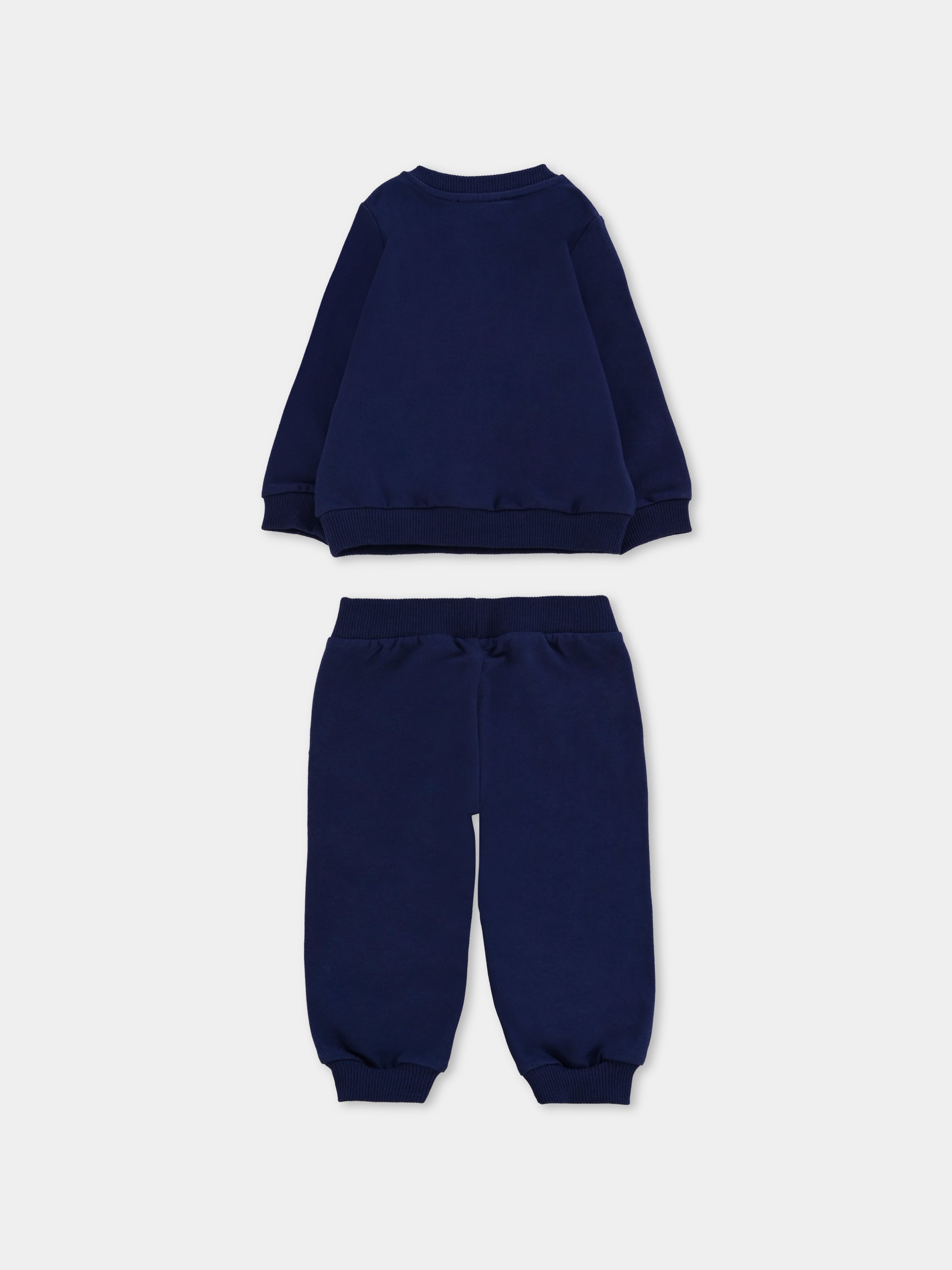 Completo blu per neonati con logo e Teddy Bear,Moschino Kids,MUK05E LCA40 40016