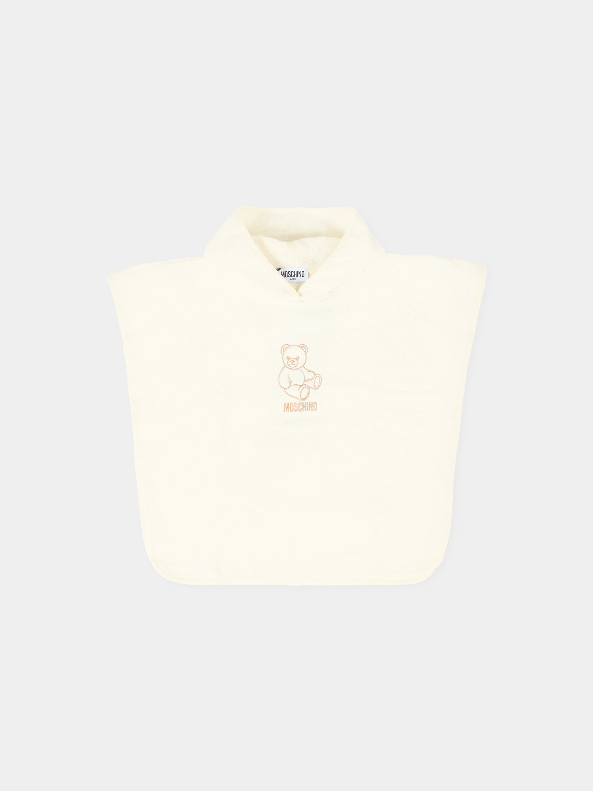 Accappatoio avorio per neonati con Teddy Bear,Moschino Kids,MUX05G LGA20 10063