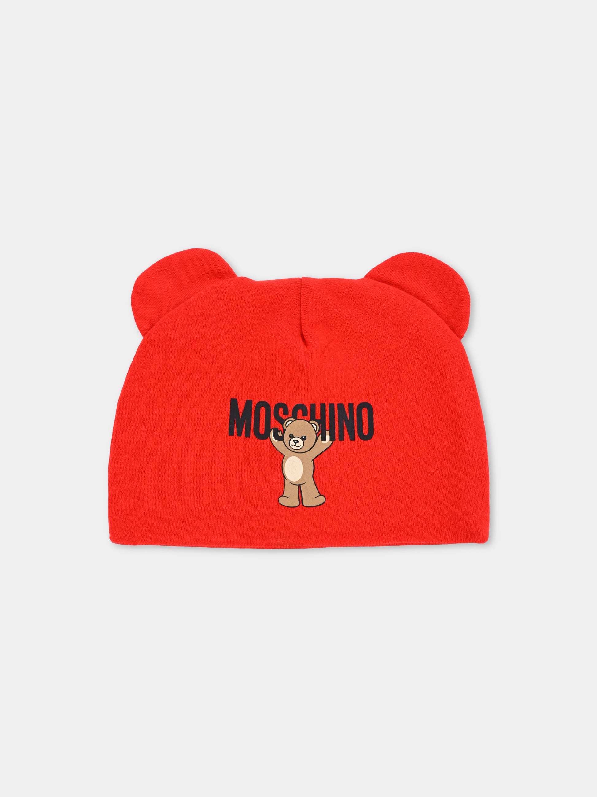 Berretto rosso per neonati con Teddy Bear,Moschino Kids,MUX05H LCA40 50109