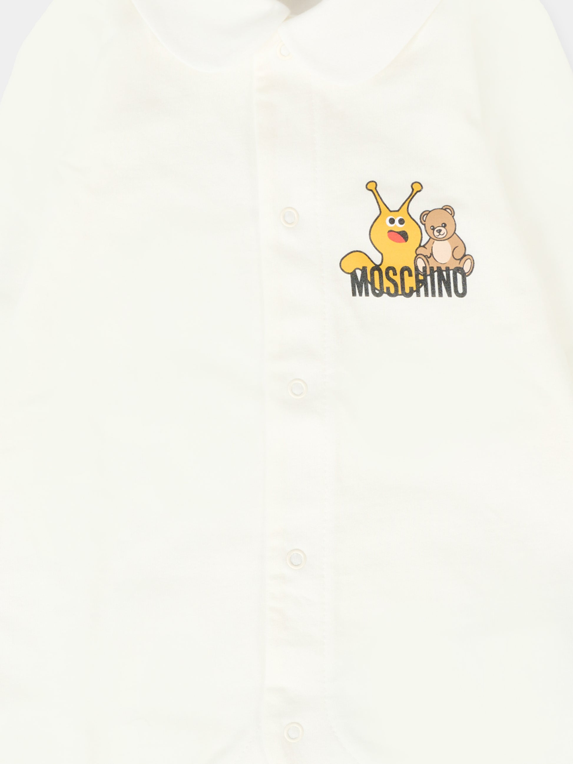 Tutina avorio per neonati con Teddy Bear e lumaca,Moschino Kids,MUY08C LAA10 10063