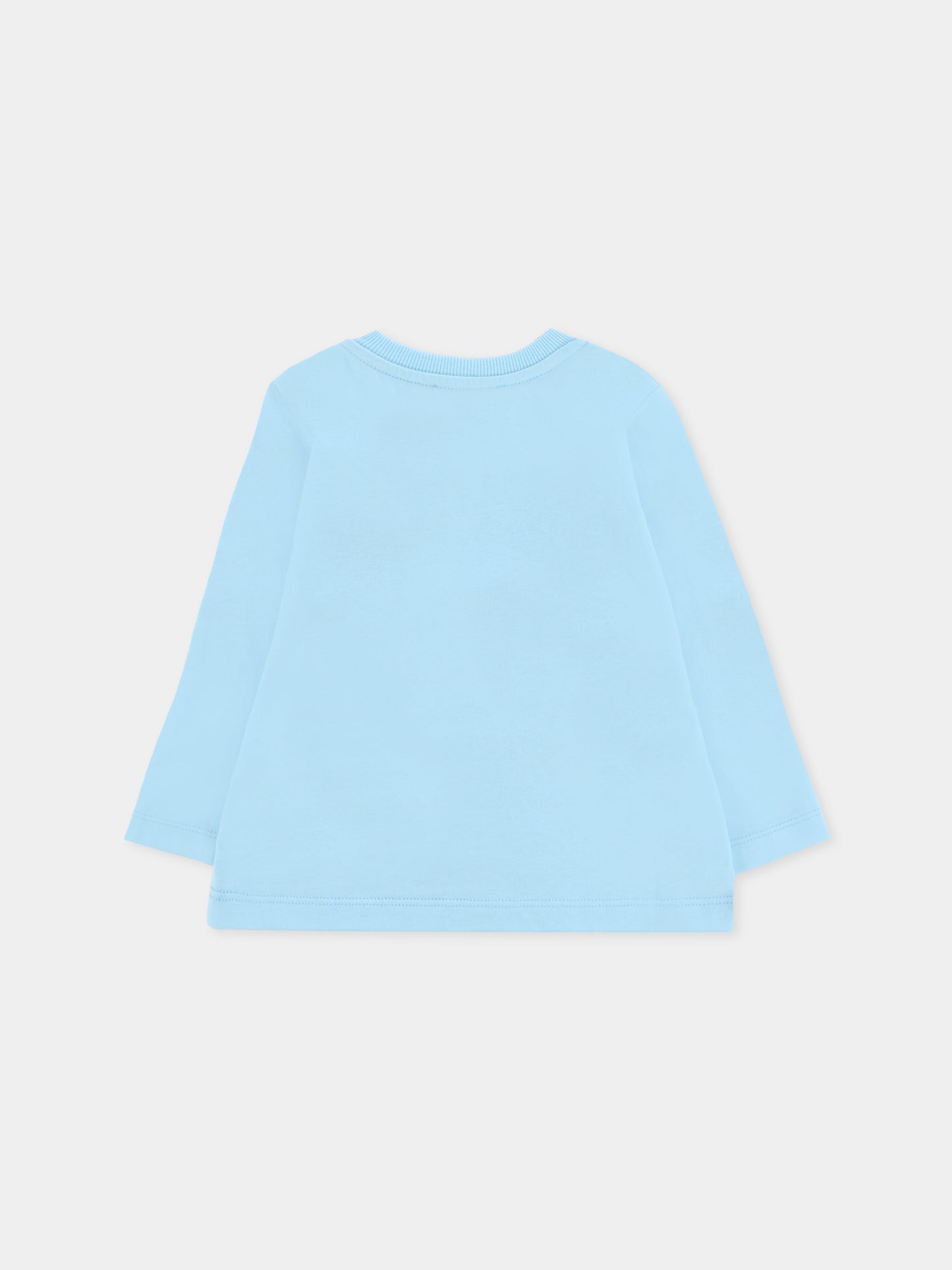 T-shirt celeste per neonato con logo e Teddy Bear,Moschino Kids,MVO00R LAA10 40304