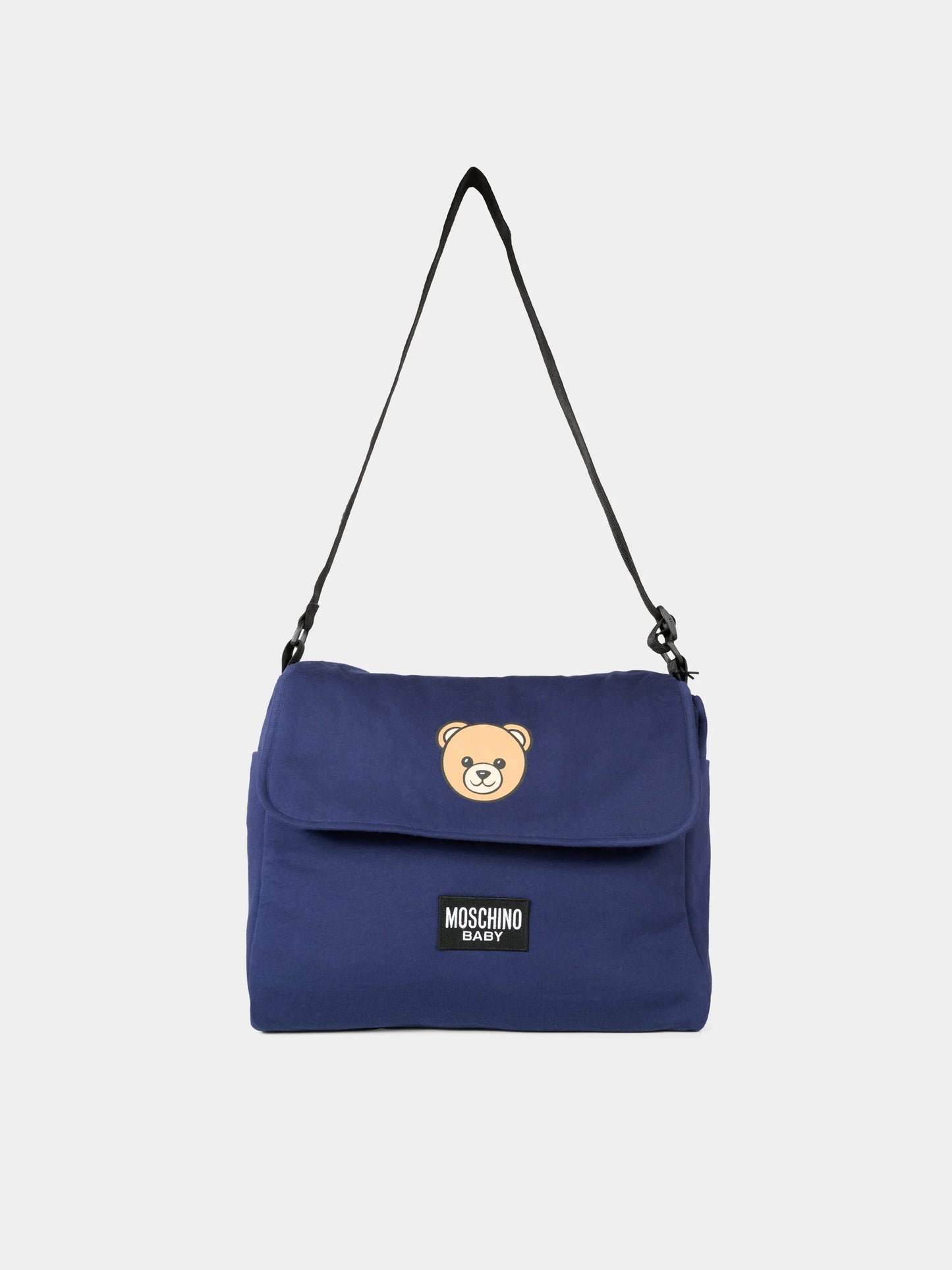 Borsa mamma blu per neonati con Teddy Bear,Moschino Kids,MXX03D LCA40 40016