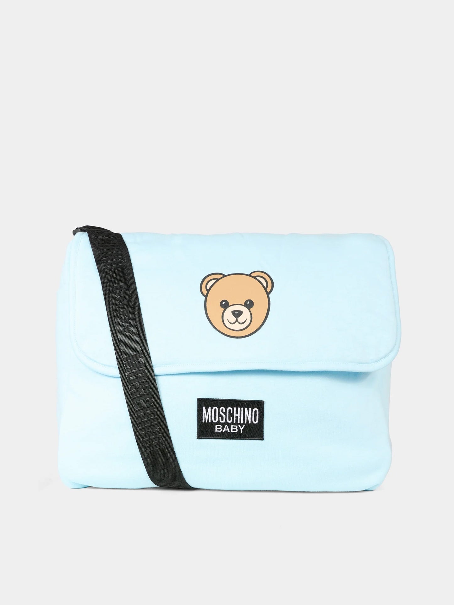 Borsa mamma celeste per neonato con Teddy Bear,Moschino Kids,MXX03D LCA40 40304