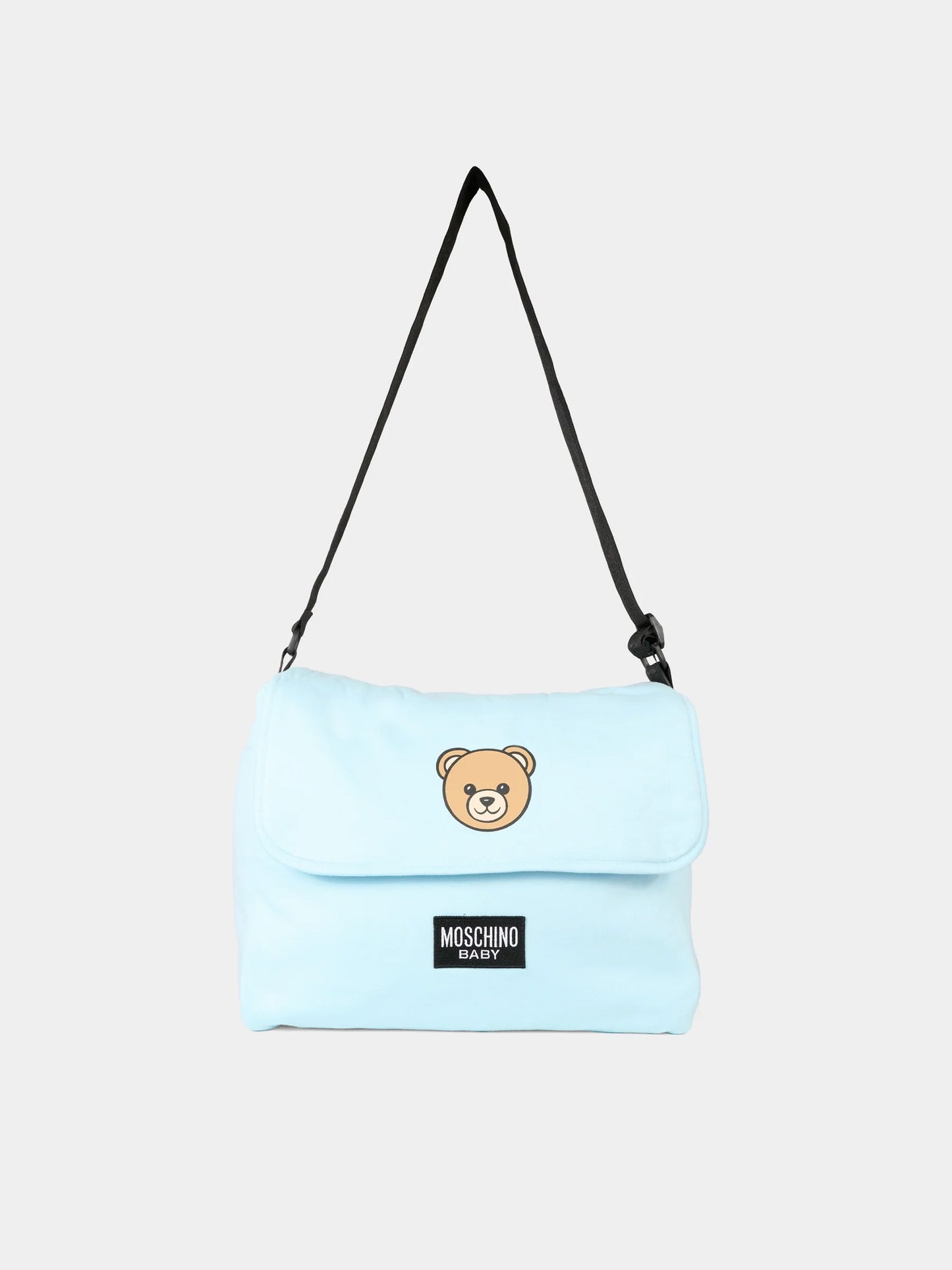 Borsa mamma celeste per neonato con Teddy Bear,Moschino Kids,MXX03D LCA40 40304