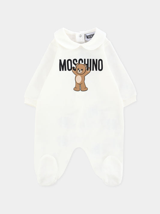 Tutina avorio per neonati con Teddy Bear,Moschino Kids,MXY037 LCA40 10063