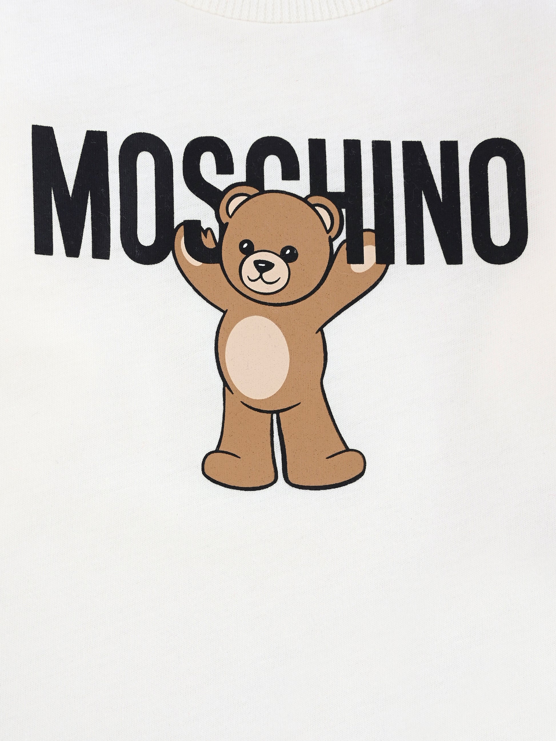 T-shirt avorio per neonati con logo e Teddy Bear,Moschino Kids,MZO00R LAA10 10063