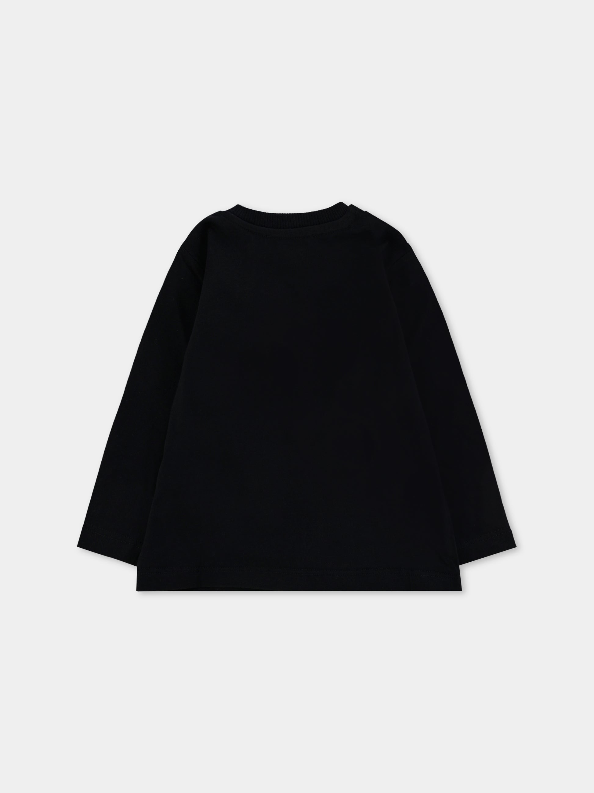 T-shirt nera per neonati con Teddy Bear,Moschino Kids,MZO00R LAA10 60100