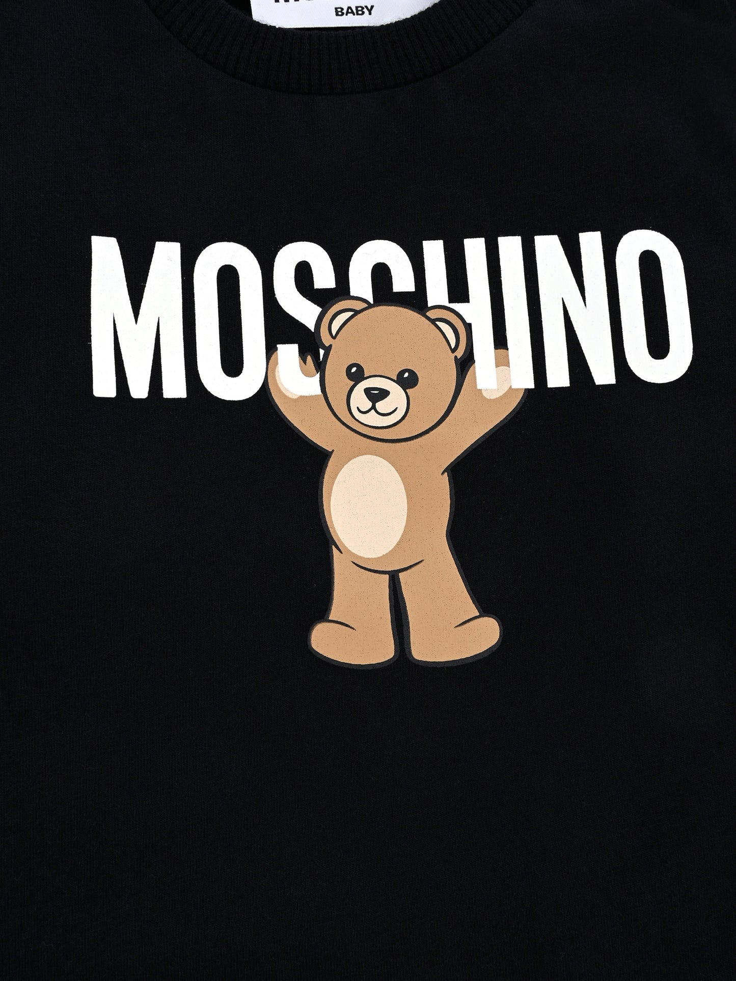 T-shirt nera per neonati con Teddy Bear,Moschino Kids,MZO00R LAA10 60100