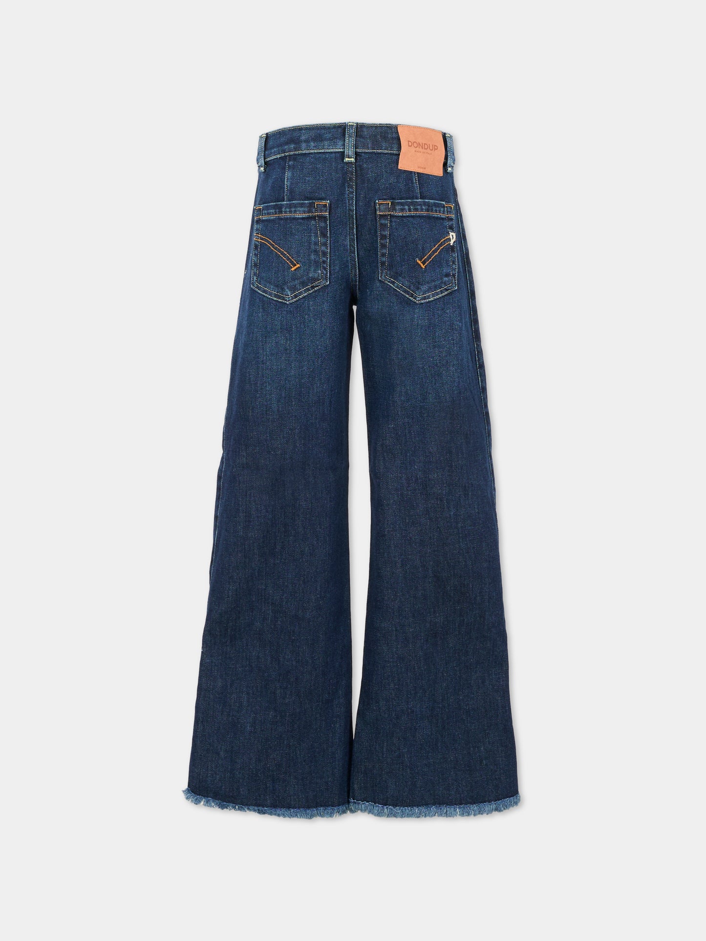 Jeans blu per bambina con patch logato,Dondup Kids,DFPA159 C DS056 4000