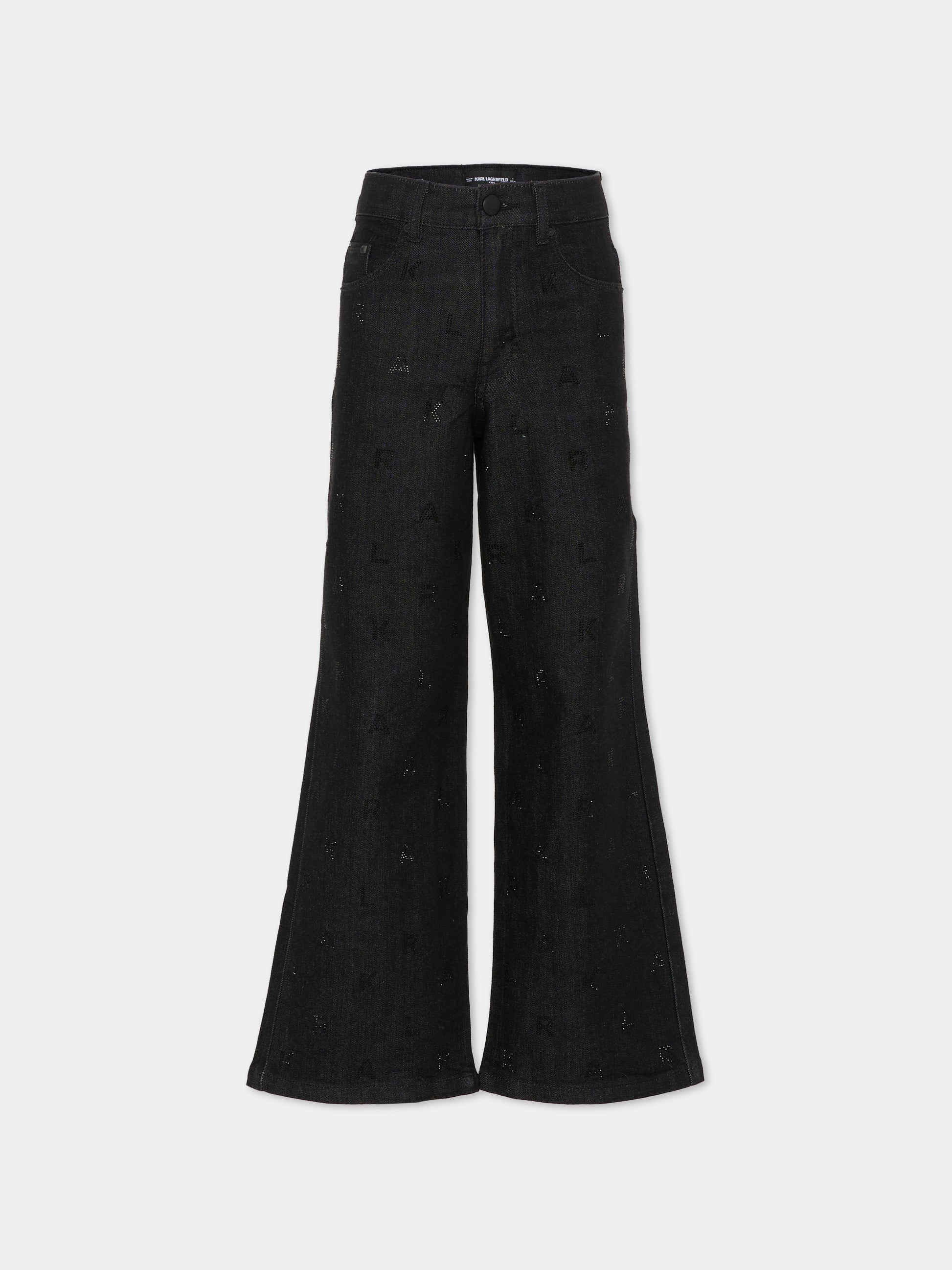 Jeans neri per bambina con logo,Karl Lagerfeld Kids,Z30595 Z16