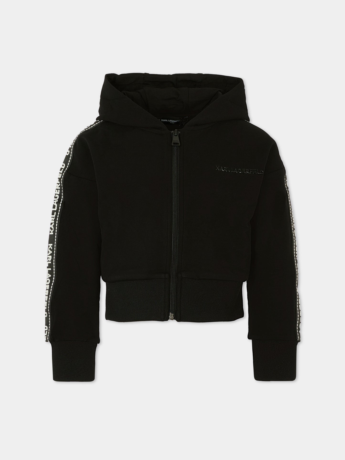 Felpa nera per bambina con logo,Karl Lagerfeld Kids,Z30609 09B