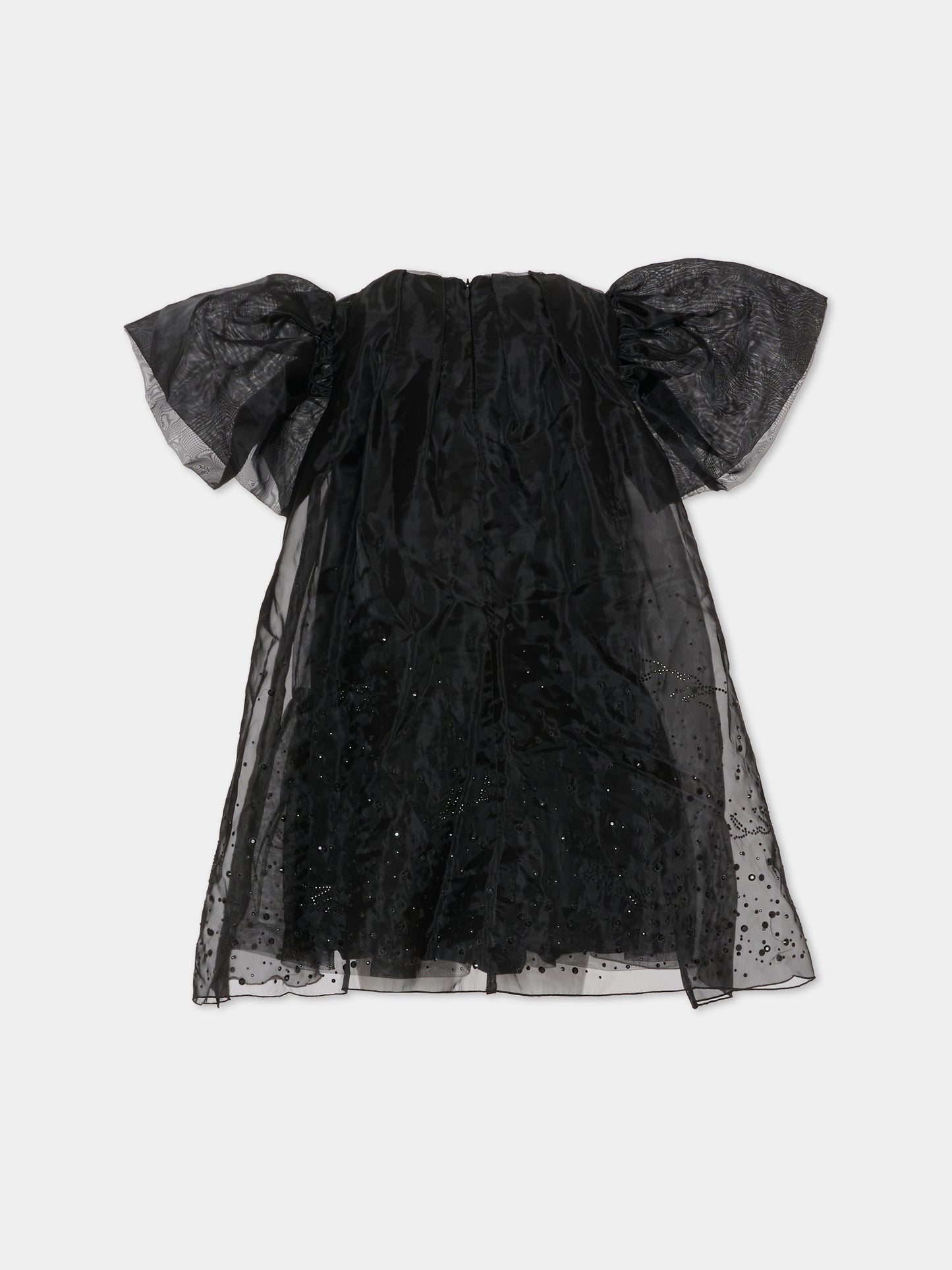 Vestito nero per bambina con strass e logo,Karl Lagerfeld Kids,Z30624 09B