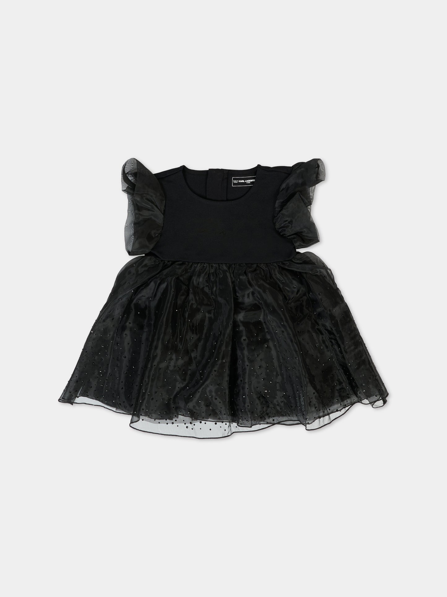 Vestito nero per neonata con strass,Karl Lagerfeld Kids,Z30652 09B