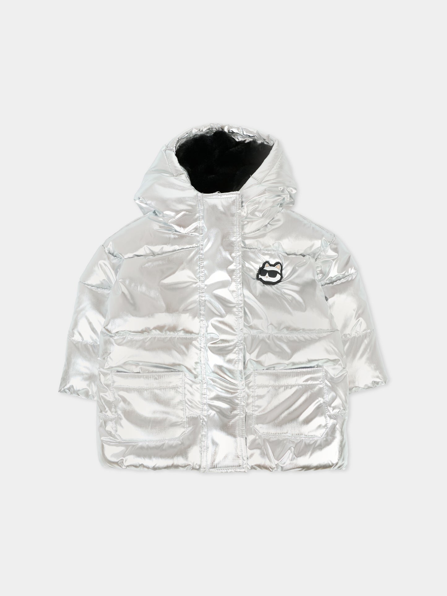 Piumino argento per neonata con Choupette,Karl Lagerfeld Kids,Z30654 016