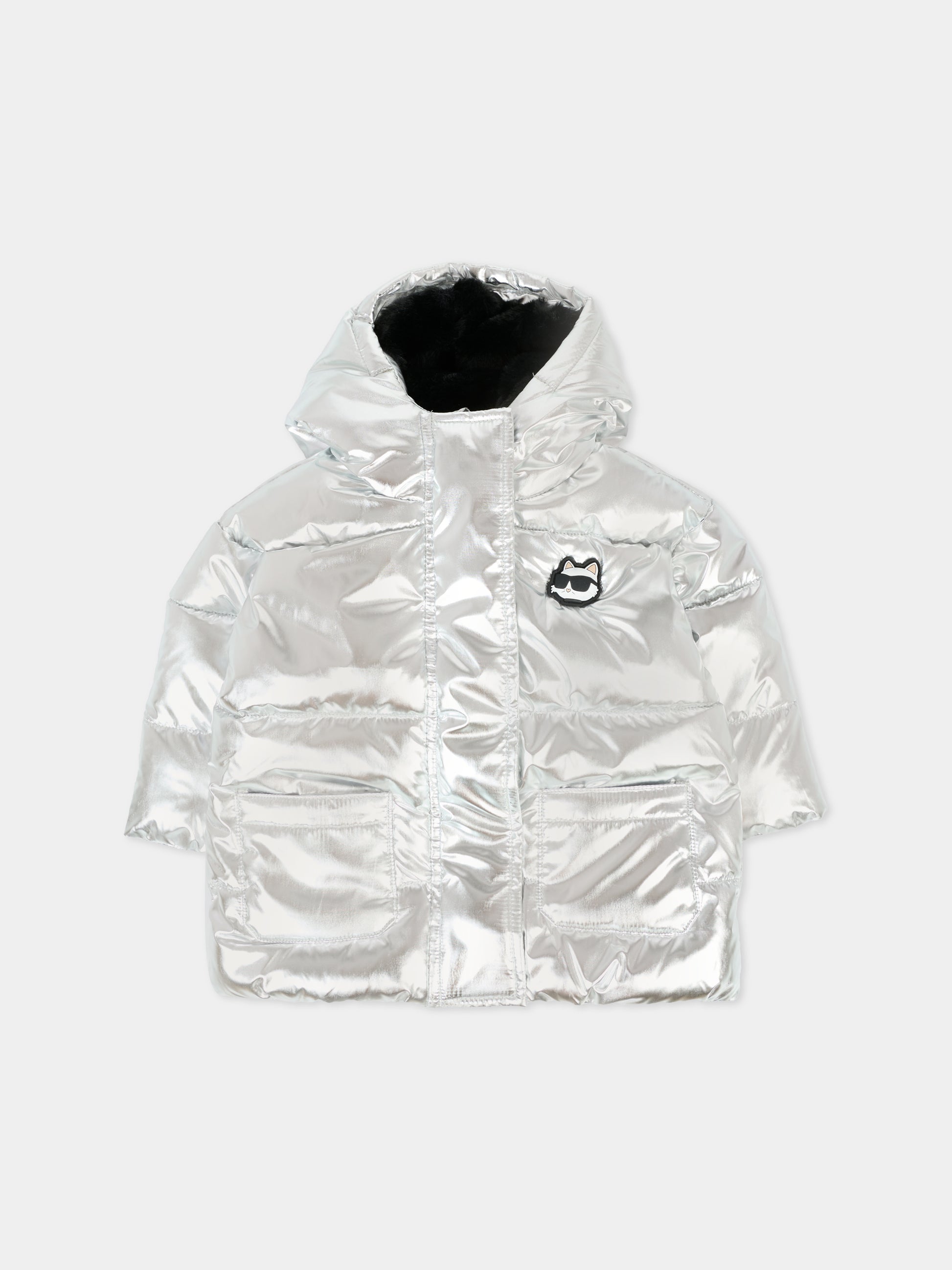 Piumino argento per neonata con Choupette,Karl Lagerfeld Kids,Z30654 016