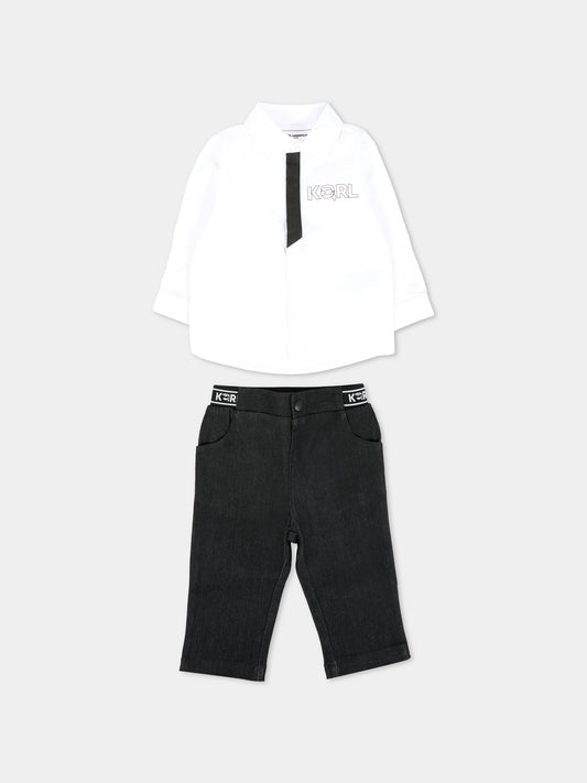 Completo bianco per neonato con logo,Karl Lagerfeld Kids,Z30660 N50