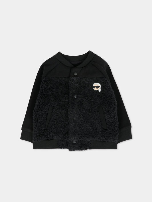 Bomber nero per neonato con logo,Karl Lagerfeld Kids,Z30665 09B