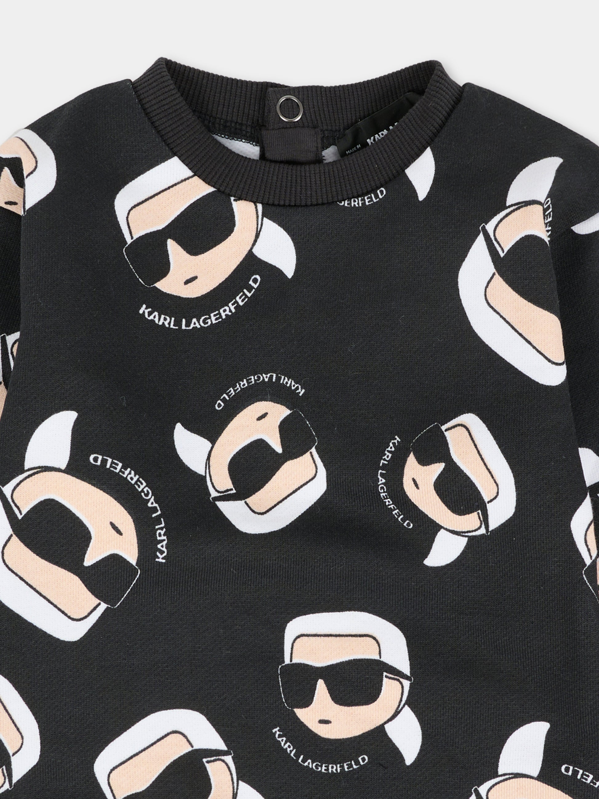 Felpa nera per neonati con Karl Lagerfeld,Karl Lagerfeld Kids,Z30666 09B