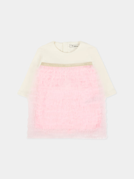 Vestito rosa per neonata con logo,Karl Lagerfeld Kids,Z30668 N74