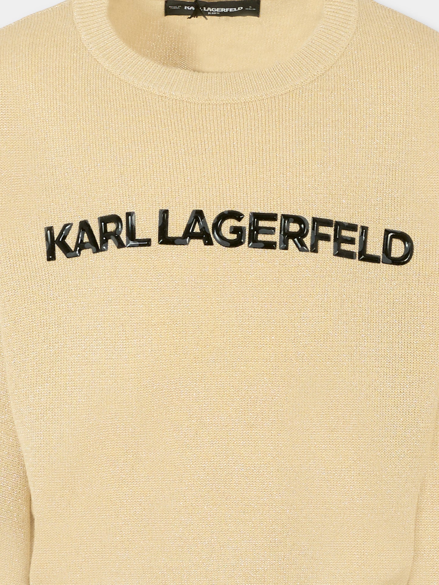 Maglione oro per bambina con logo,Karl Lagerfeld Kids,Z30937 576