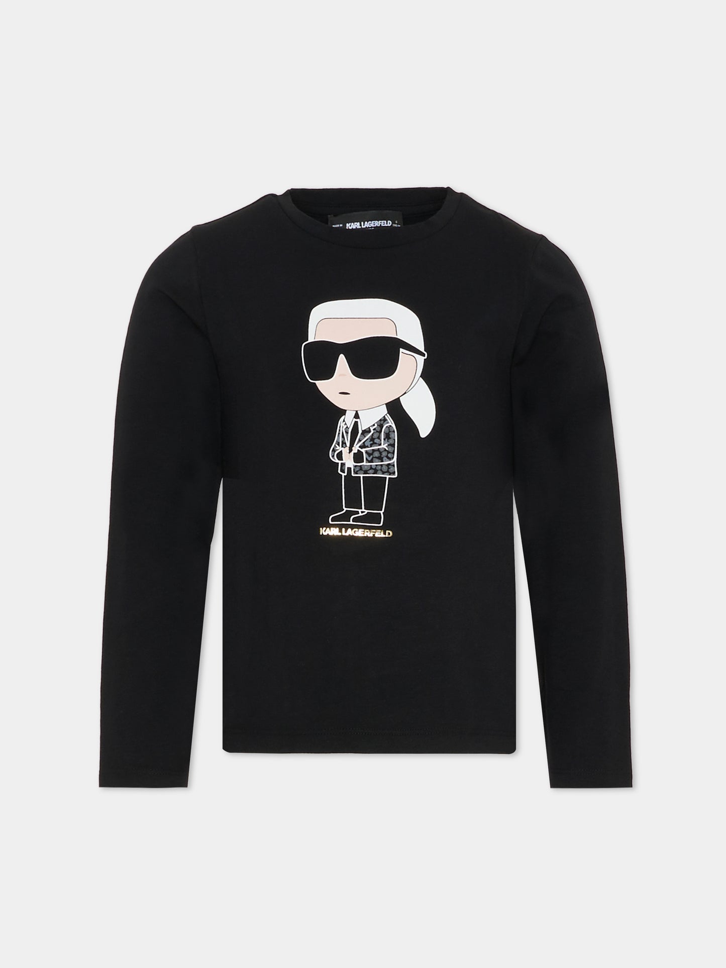 T-shirt nera per bambini con Karl Lagerfeld,Karl Lagerfeld Kids,Z30938 09B