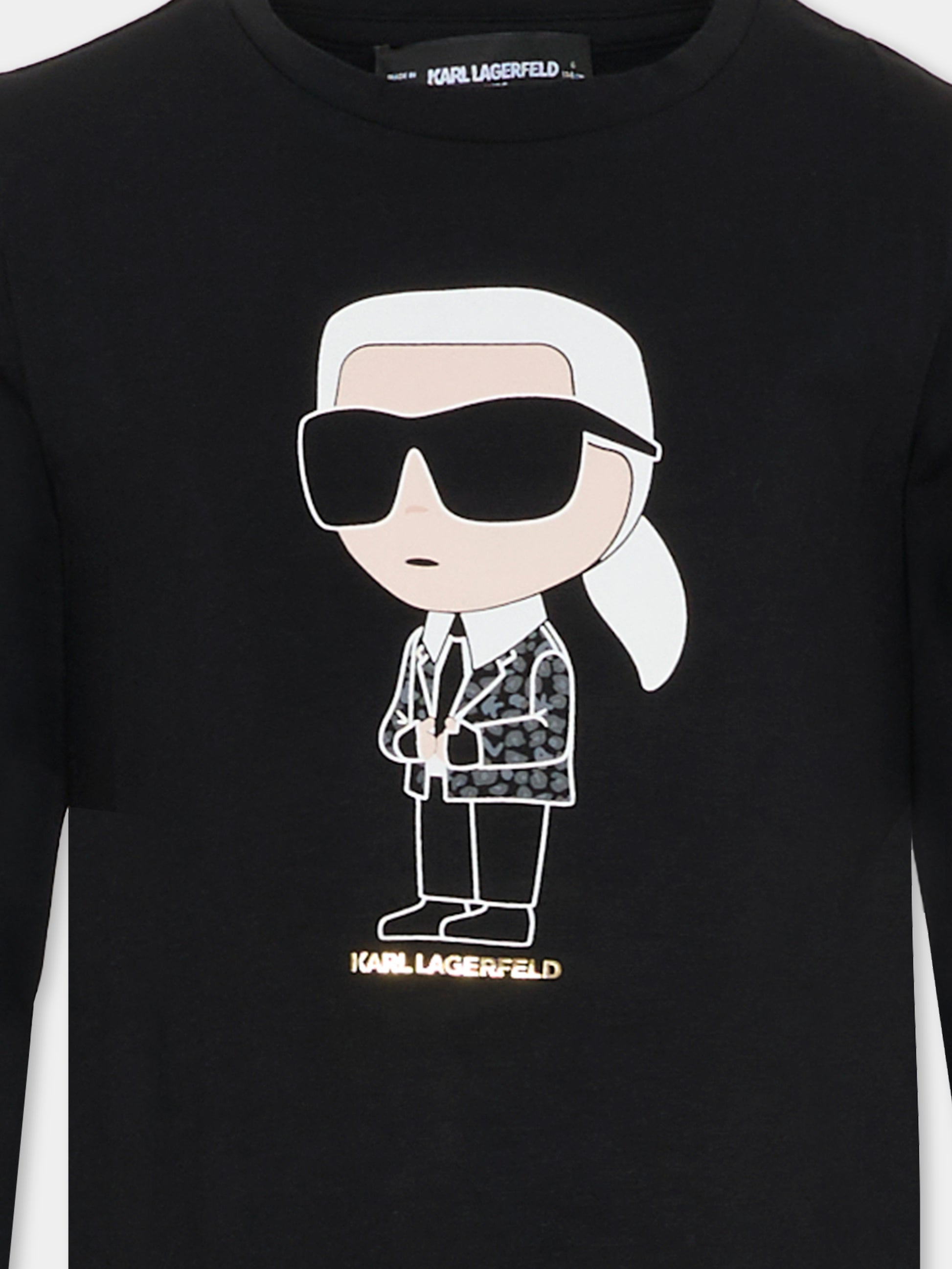 T-shirt nera per bambini con Karl Lagerfeld,Karl Lagerfeld Kids,Z30938 09B