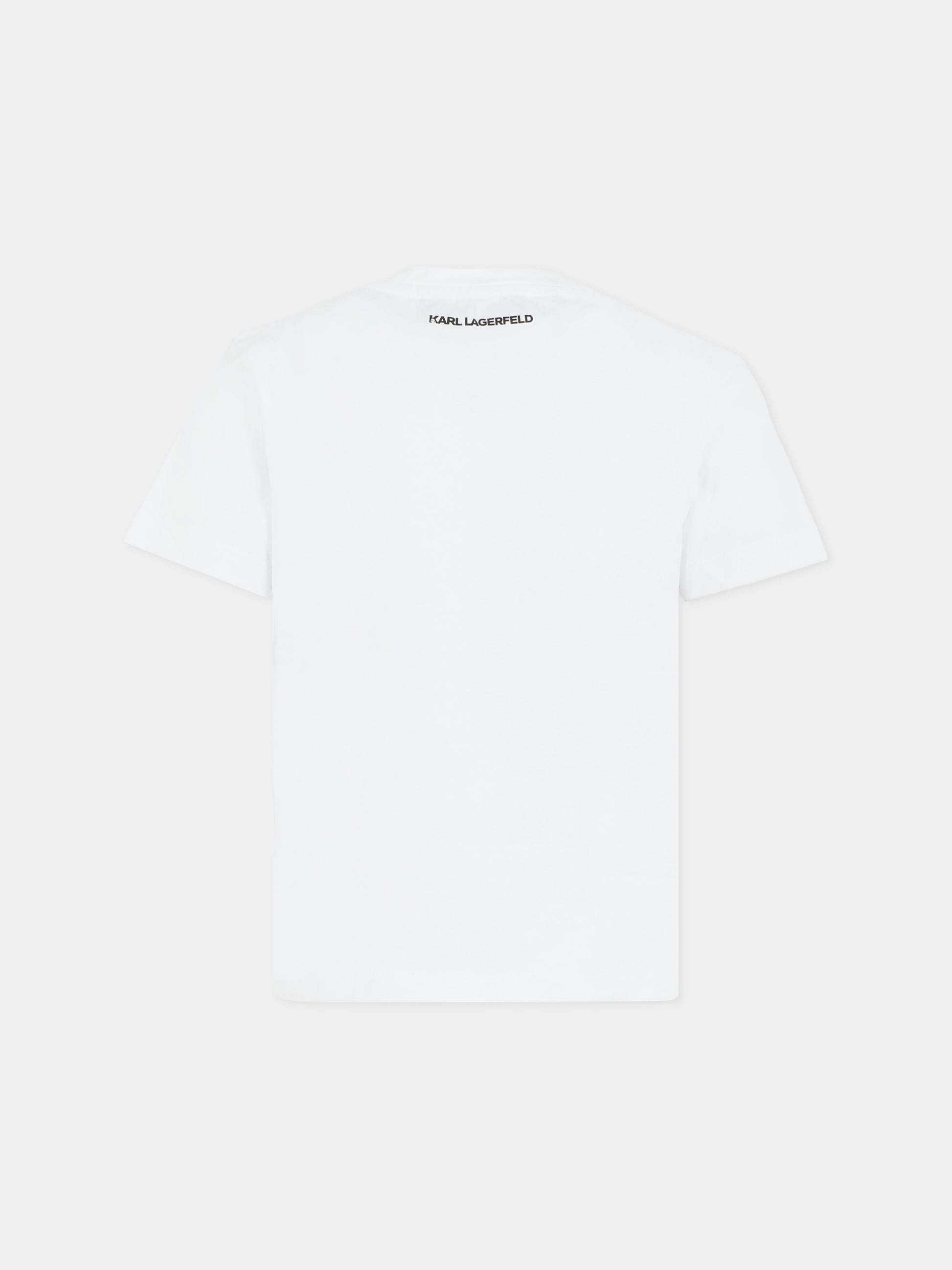 T-shirt bianca per bambina con Choupette e Karl Lagerfeld,Karl Lagerfeld Kids,Z30943 N54