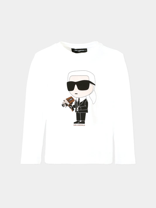 T-shirt bianca per bambini con Karl Lagerfeld,Karl Lagerfeld Kids,Z30953 10P