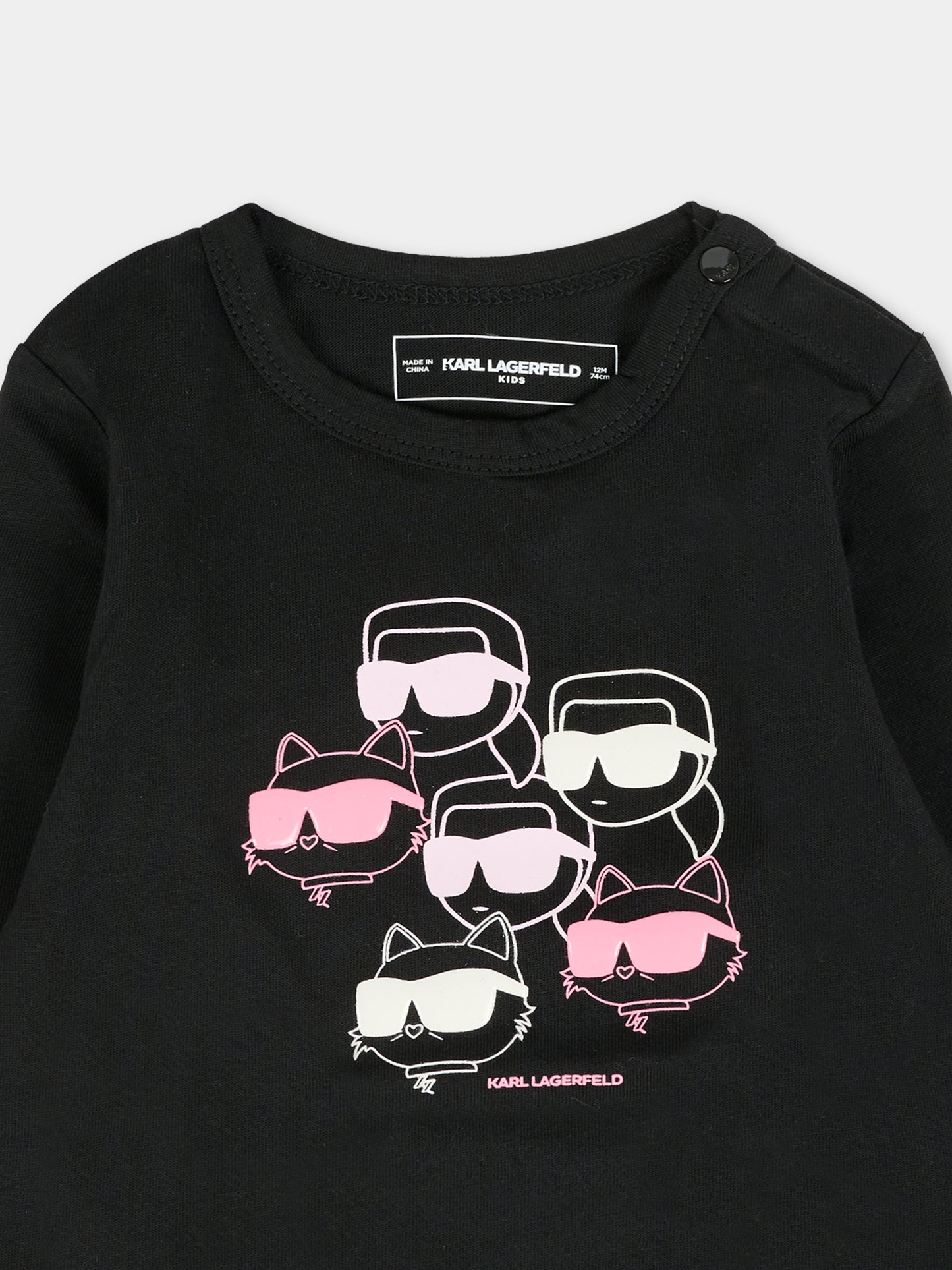 T-shirt nera per neonata con Choupette e Karl Lagerfeld,Karl Lagerfeld Kids,Z30962 09B