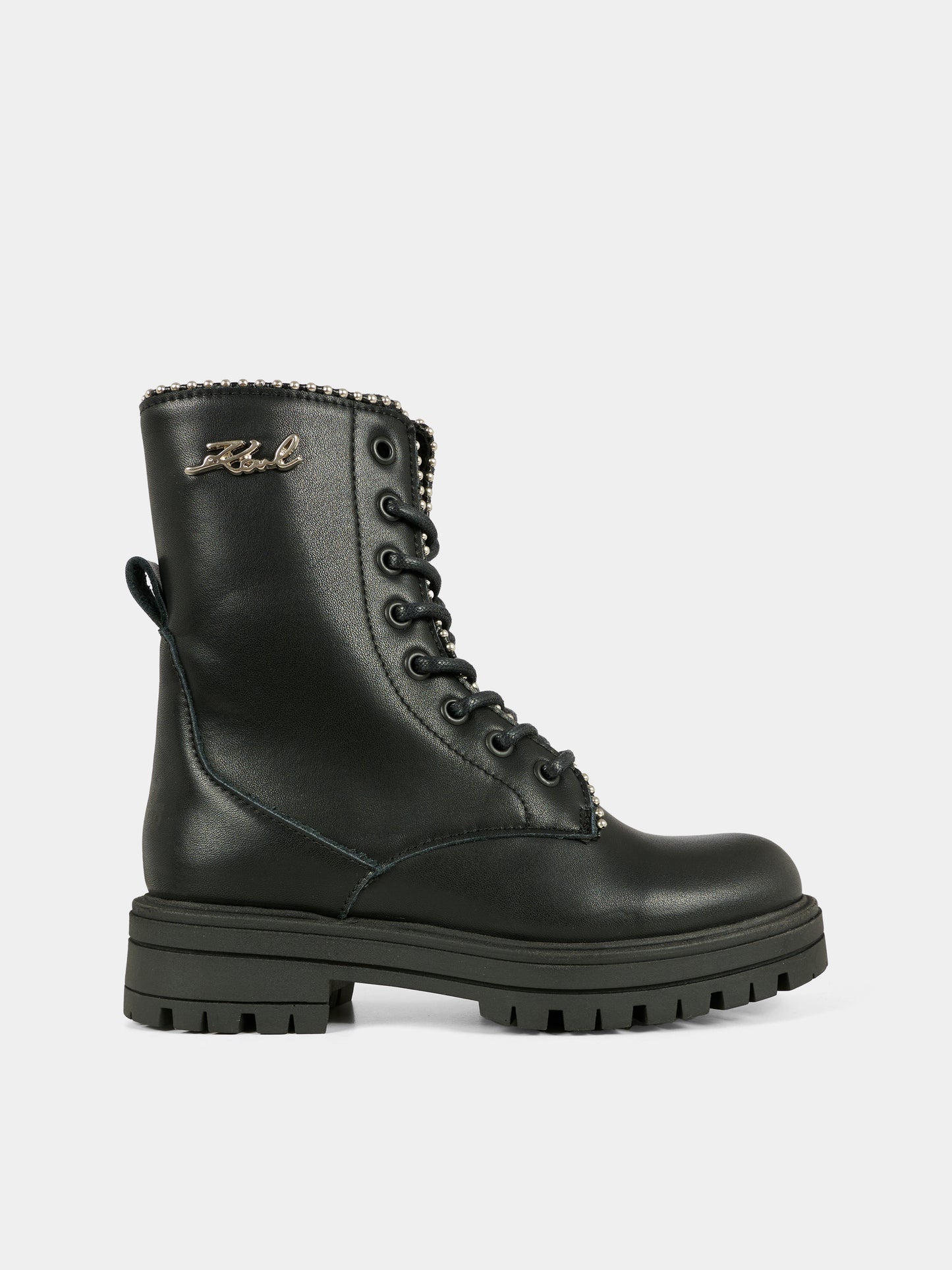 Anfibi neri per bambina con logo,Karl Lagerfeld Kids,Z30983 09B