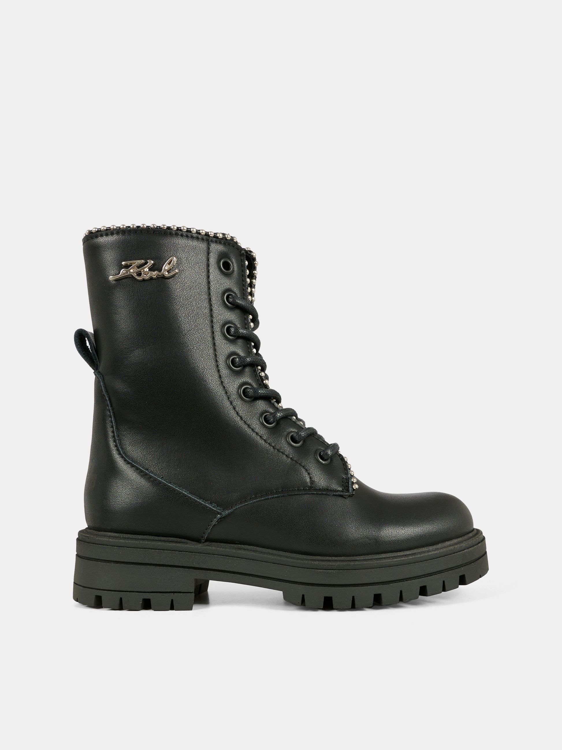 Anfibi neri per bambina con logo,Karl Lagerfeld Kids,Z30983 09B