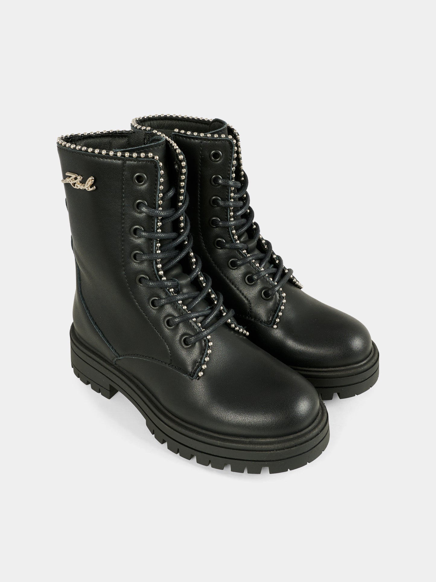 Anfibi neri per bambina con logo,Karl Lagerfeld Kids,Z30983 09B