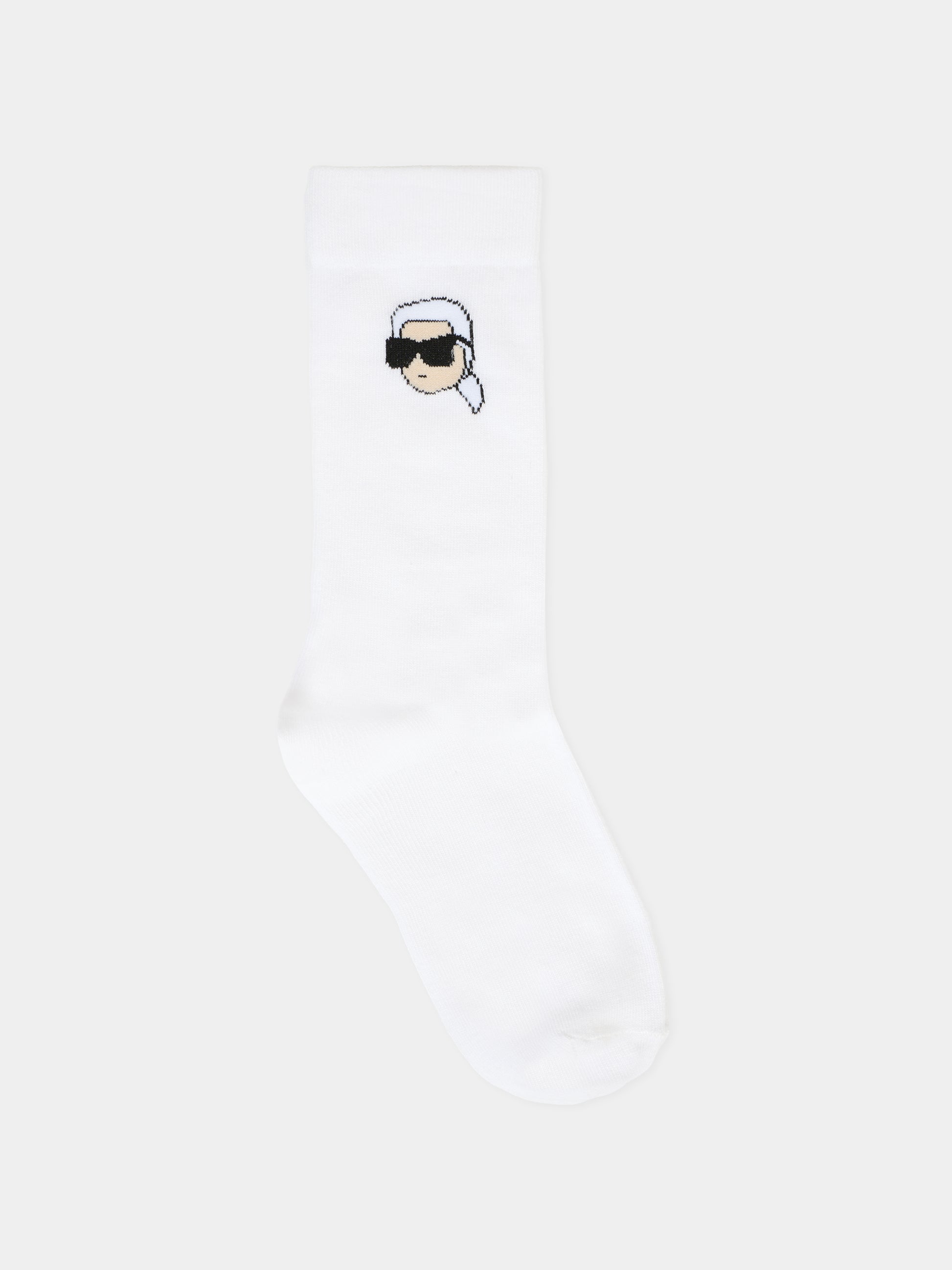 Set calze bianche per bambini con Karl Lagerfeld e logo nero,Karl Lagerfeld Kids,Z31016 10P