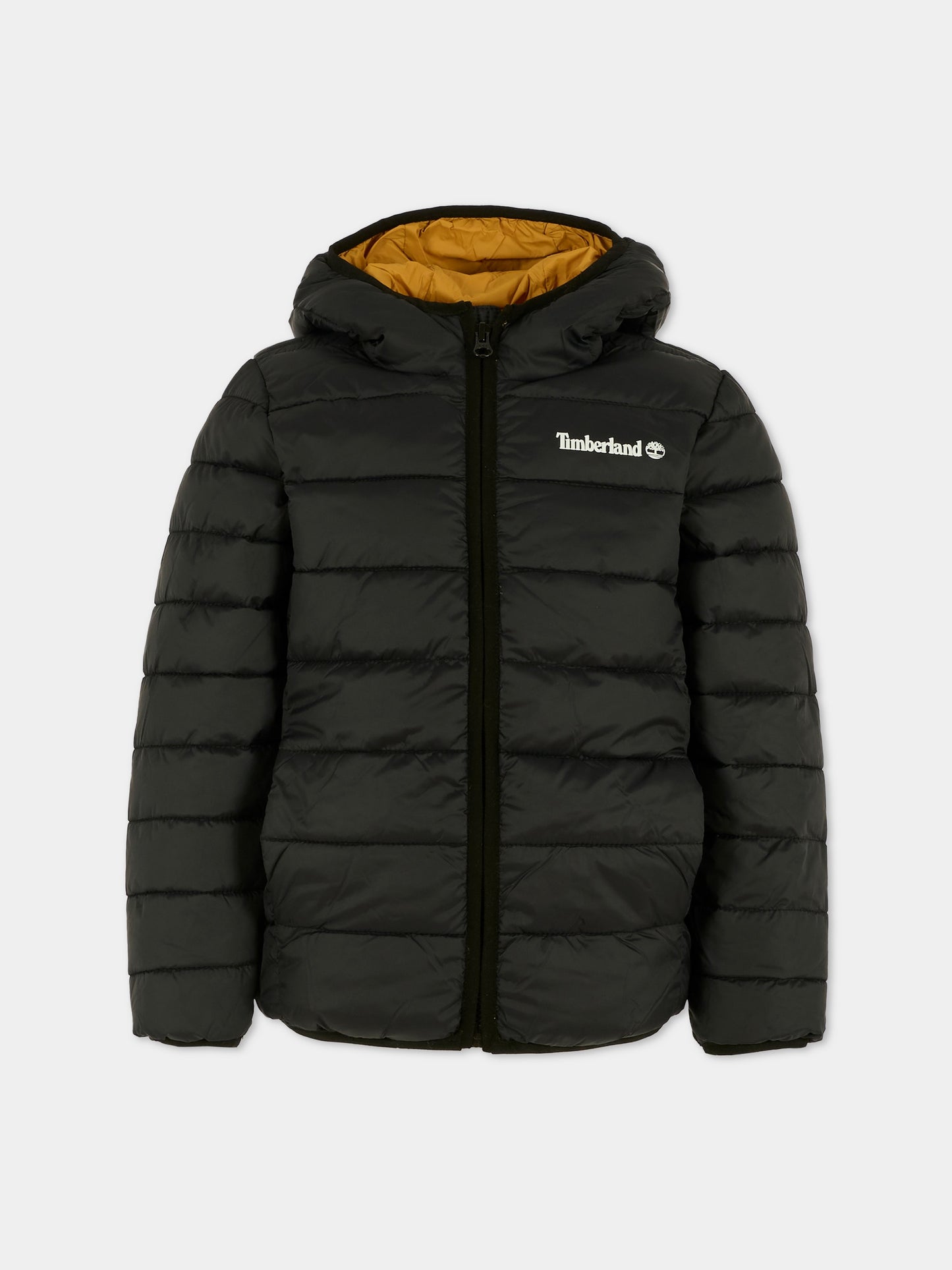 Piumino nero per bambino con logo,Timberland,T60377 09B