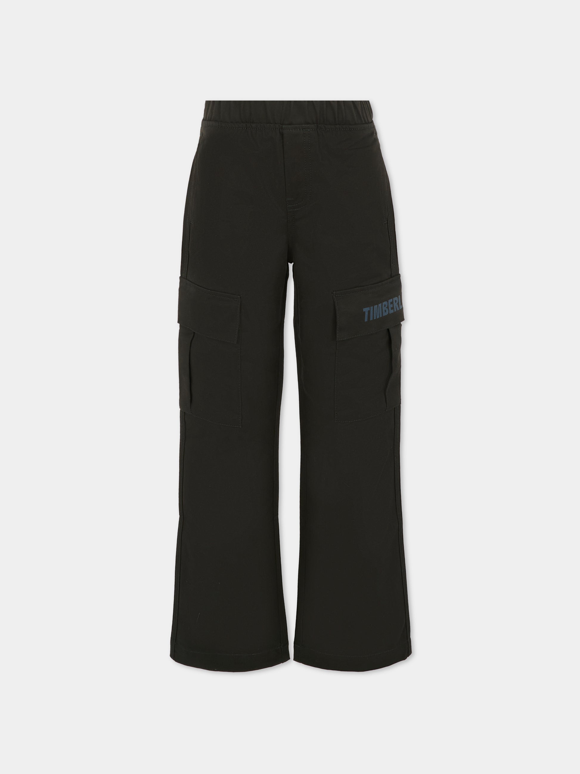 Pantaloni neri per bambino con logo,Timberland,T60379 09B