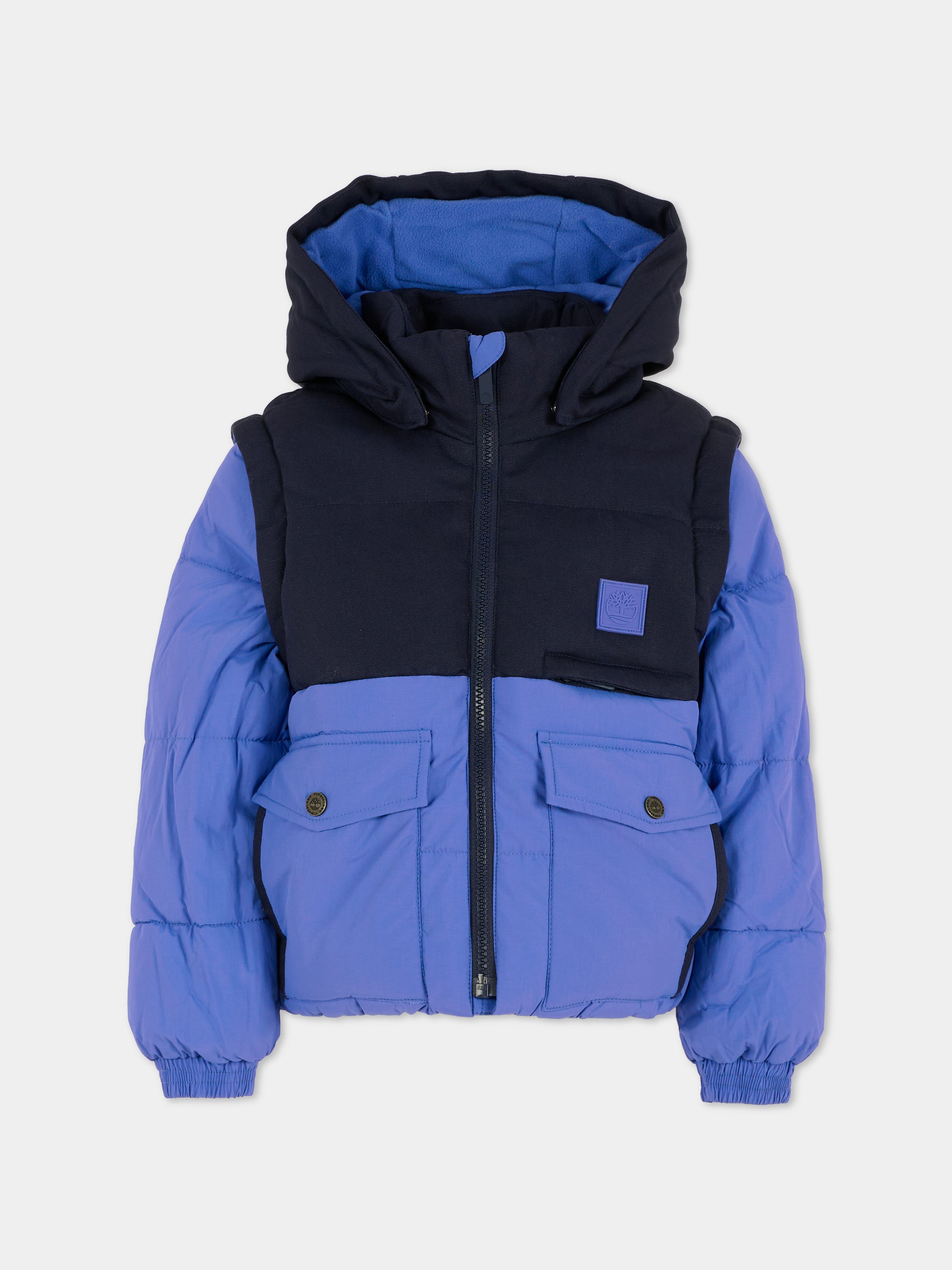 Piumino Gilet blu per bambino con patch,Timberland,T60555 85T