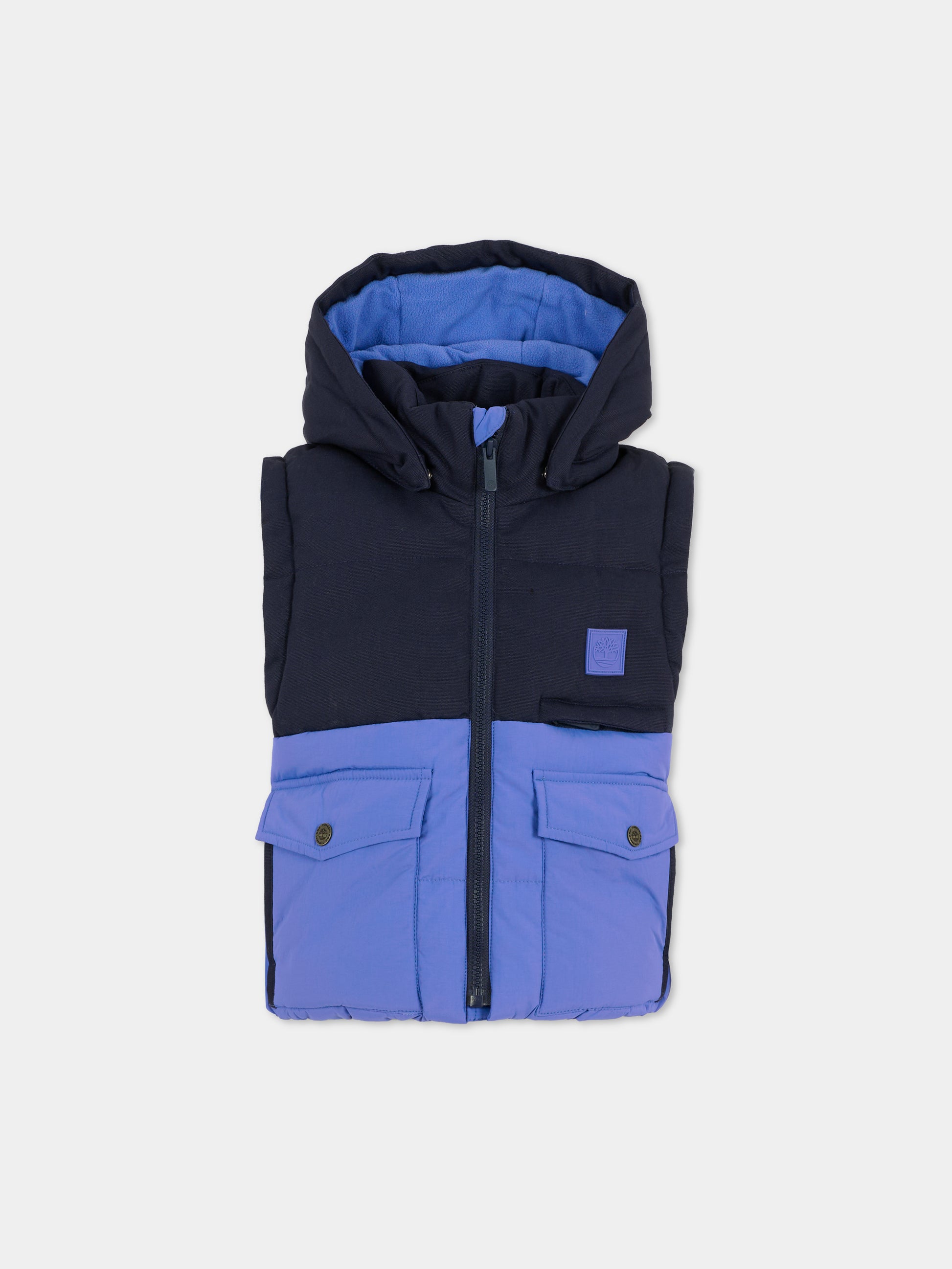 Piumino Gilet blu per bambino con patch,Timberland,T60555 85T