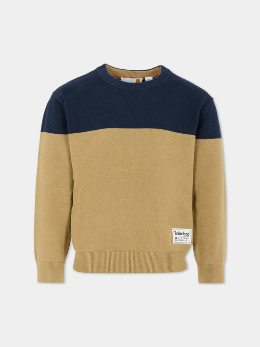 Maglione beige per bambino con patch,Timberland,T60568 659