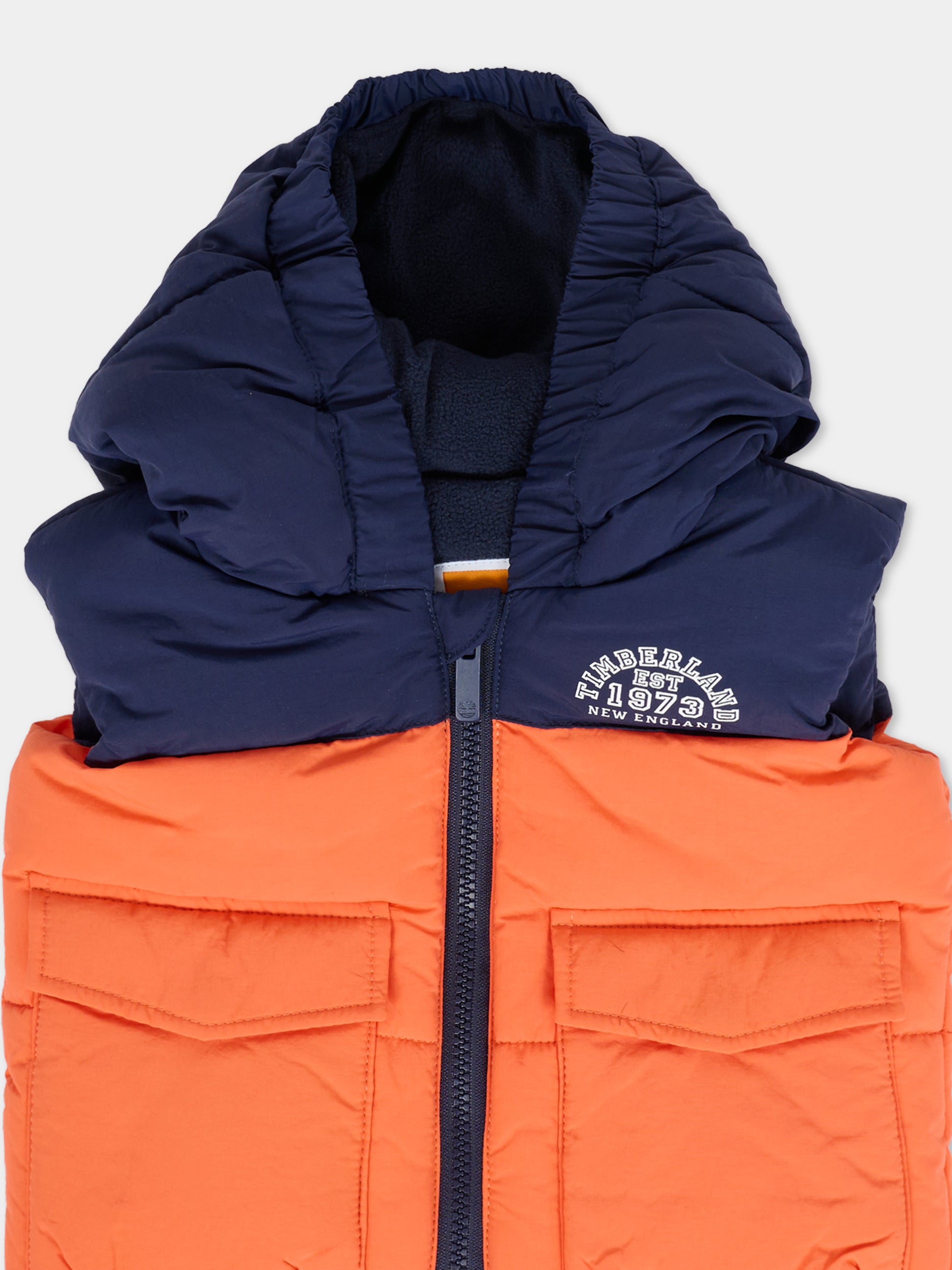 Gilet arancione per neonato con logo,Timberland,T60585 43F